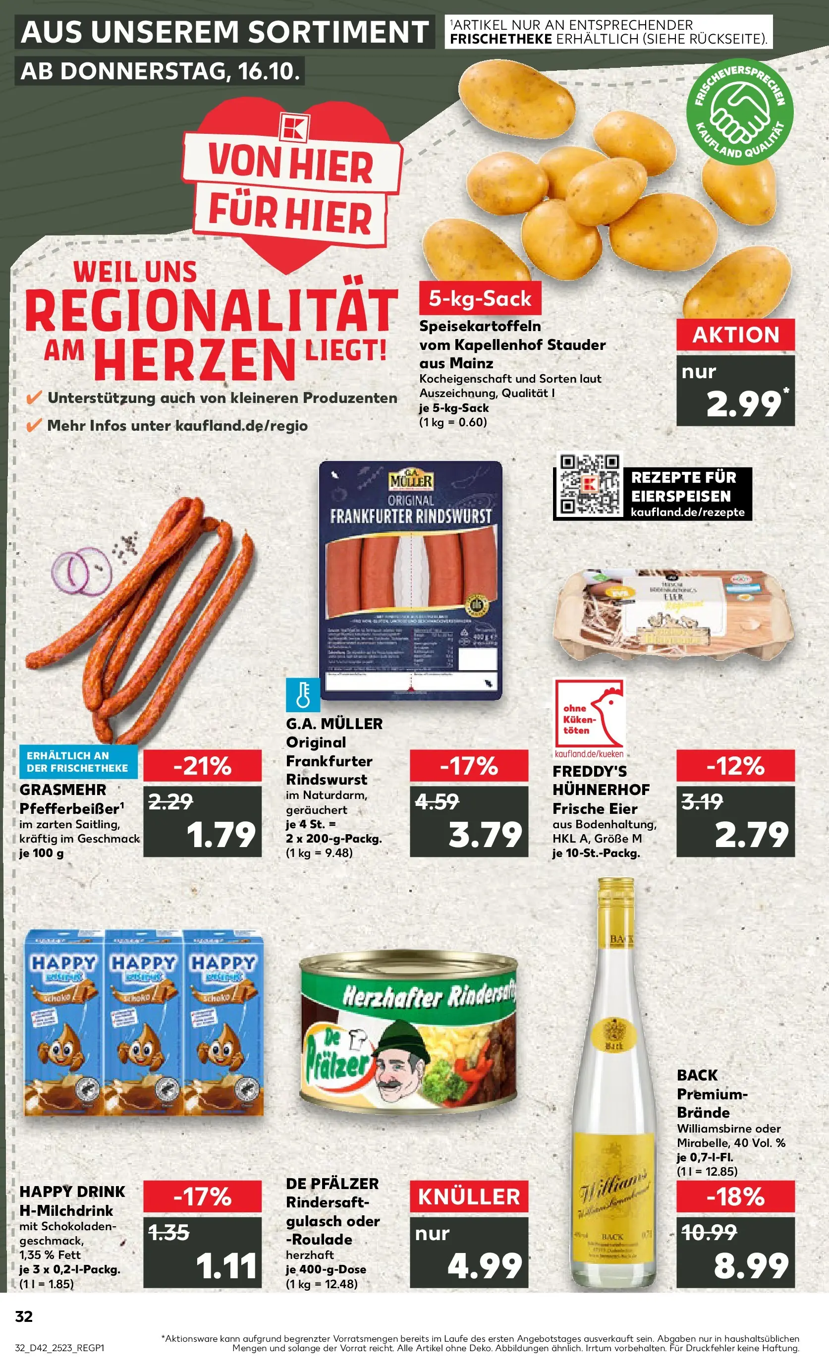 Prospekt Kaufland ab 19.10.2025 » Angebote und Werbung Online | Seite: 32 | Produkte: Eier, Gulasch Prospekt Kaufland ab 19.10.2025 » Angebote Online zum Blättern | Seite: 32 | Produkte: Eier, Gulasch