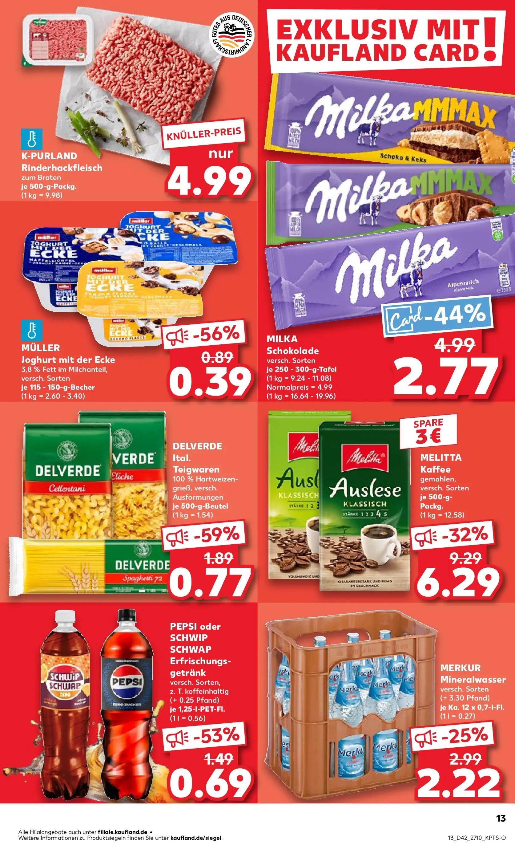 Prospekt Kaufland ab 19.10.2025 » Angebote und Werbung Online | Seite: 13 | Produkte: Melitta kaffee, Joghurt, Milka schokolade, Schwip schwap Prospekt Kaufland ab 19.10.2025 » Angebote Online zum Blättern | Seite: 13 | Produkte: Melitta kaffee, Joghurt, Milka schokolade, Schwip schwap