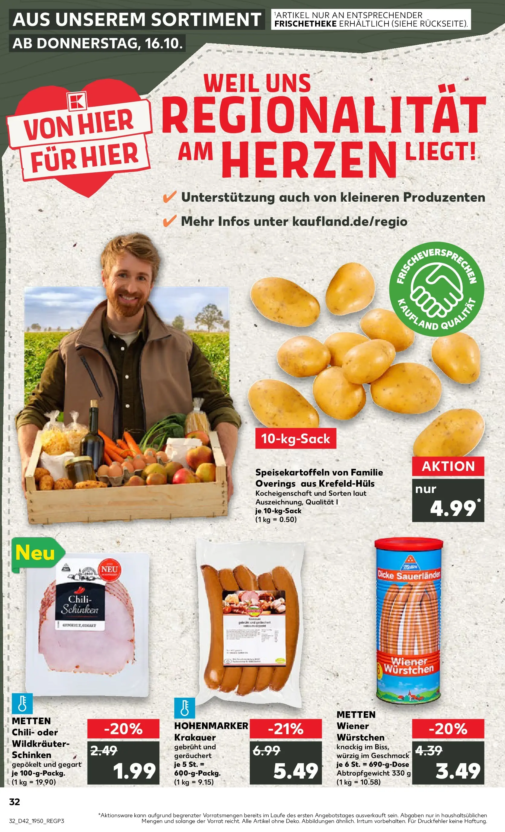 Prospekt Kaufland ab 19.10.2025 » Angebote und Werbung Online | Seite: 32 | Produkte: Wiener wurstchen, Chili, Schinken Prospekt Kaufland ab 19.10.2025 » Angebote Online zum Blättern | Seite: 32 | Produkte: Wiener wurstchen, Chili, Schinken