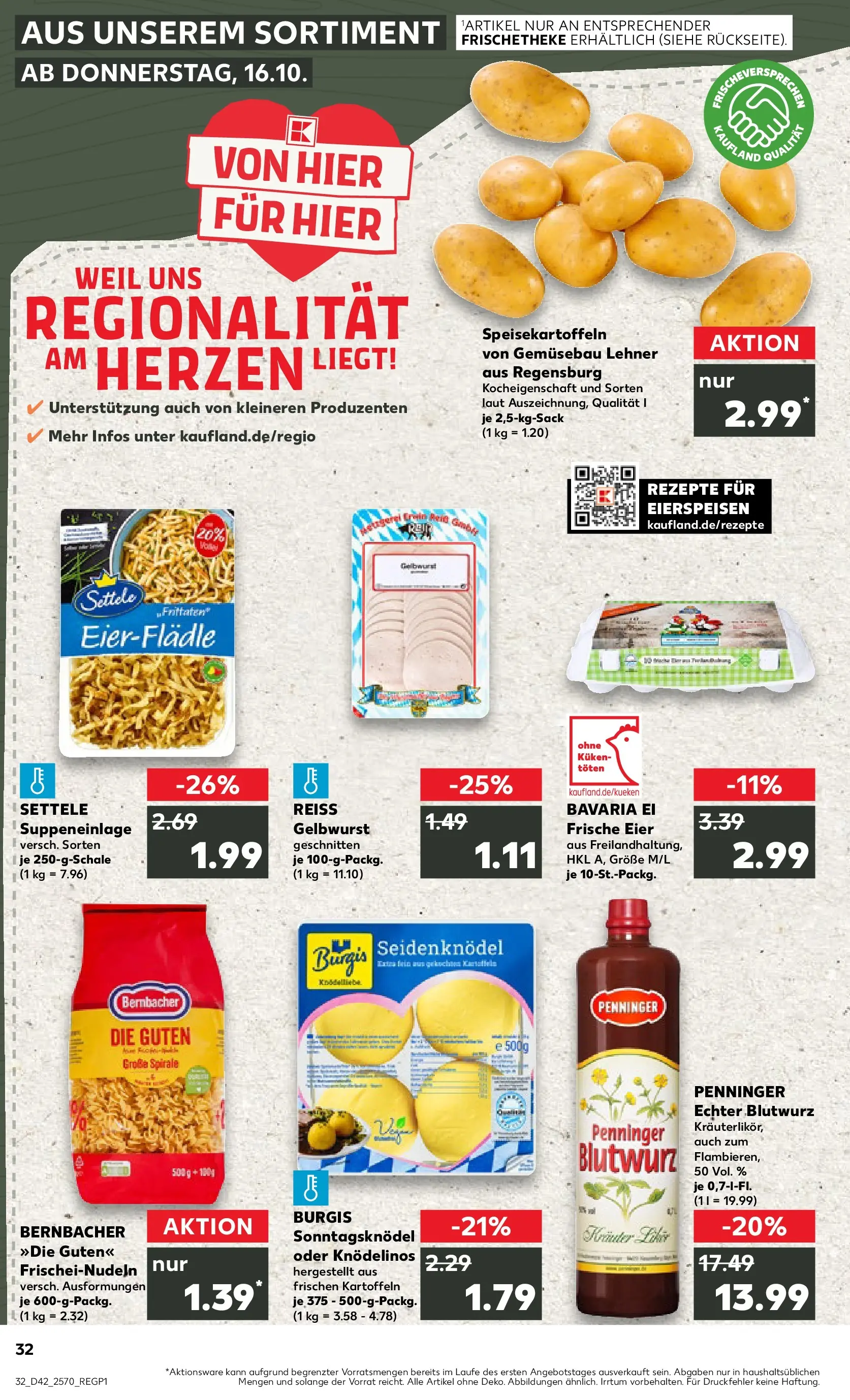 Prospekt Kaufland ab 19.10.2025 » Angebote und Werbung Online | Seite: 32 | Produkte: Eier, Kartoffeln, Pasta Prospekt Kaufland ab 19.10.2025 » Angebote Online zum Blättern | Seite: 32 | Produkte: Eier, Kartoffeln, Pasta