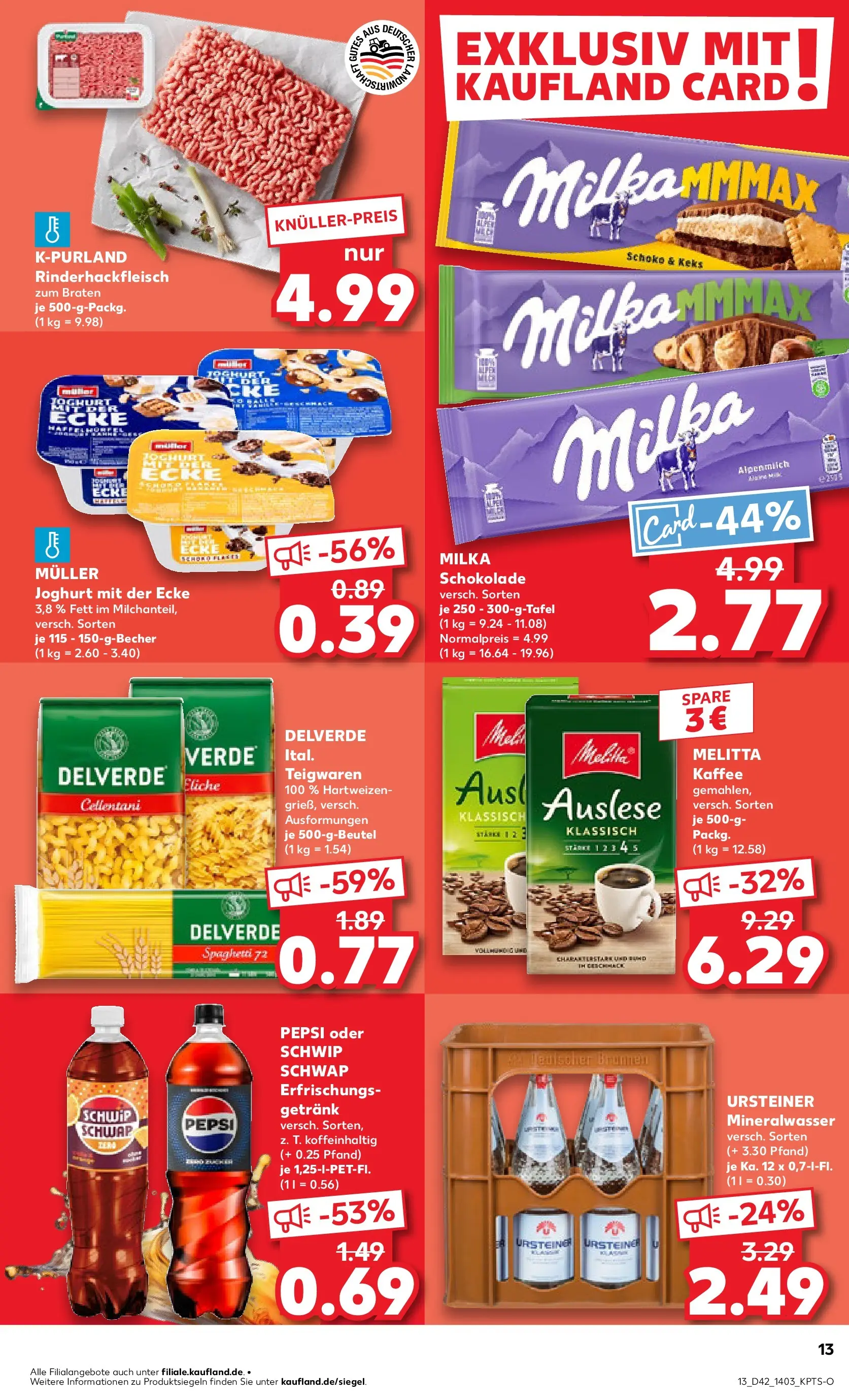 Prospekt Kaufland ab 20.10.2025 » Angebote und Werbung Online | Seite: 13 | Produkte: Melitta kaffee, Schokolade, Schwip schwap, Pepsi Prospekt Kaufland ab 20.10.2025 » Angebote Online zum Blättern | Seite: 13 | Produkte: Melitta kaffee, Schokolade, Schwip schwap, Pepsi