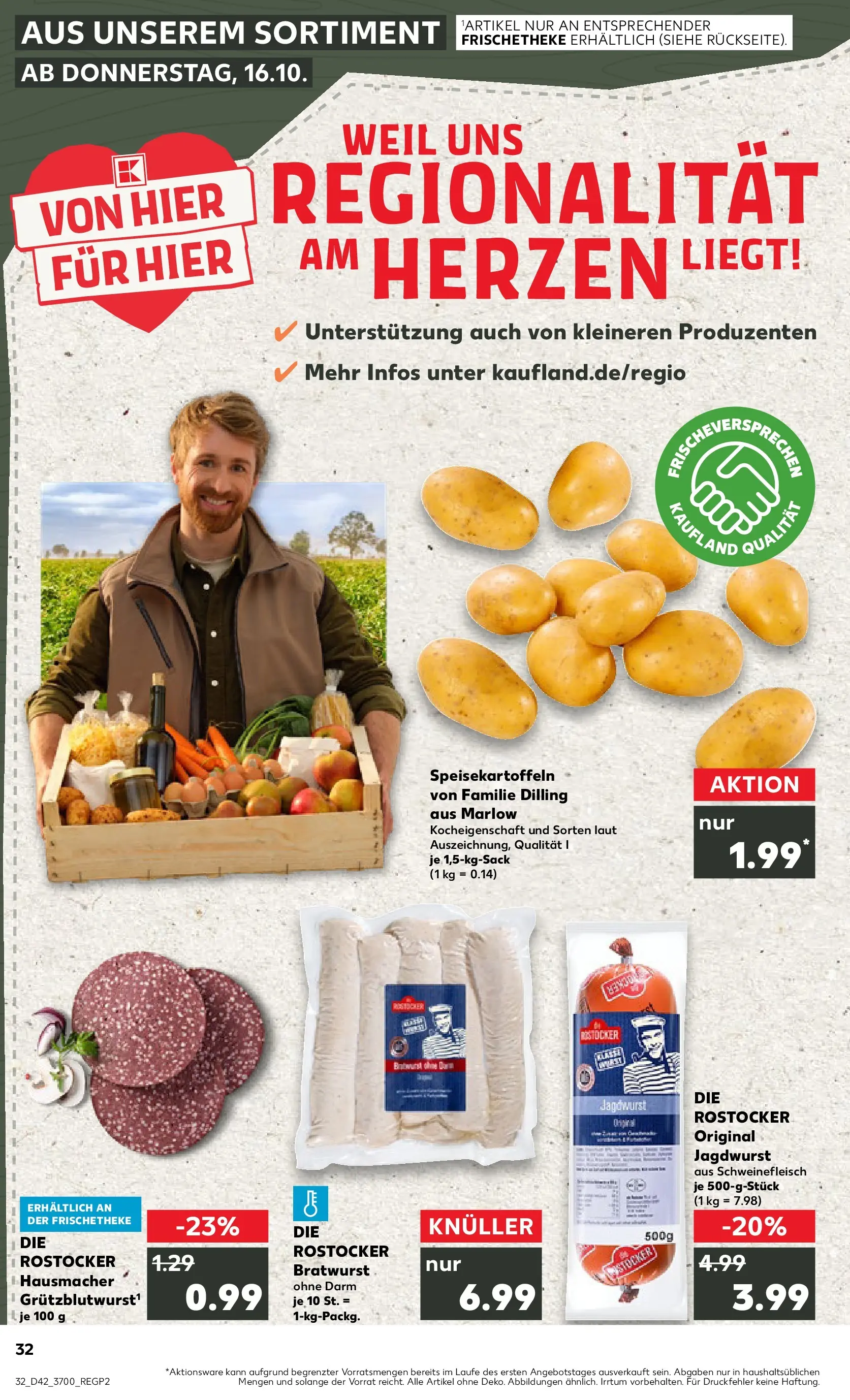 Prospekt Kaufland ab 19.10.2025 » Angebote und Werbung Online | Seite: 32 | Produkte: Bratwurst, Schweinefleisch Prospekt Kaufland ab 19.10.2025 » Angebote Online zum Blättern | Seite: 32 | Produkte: Bratwurst, Schweinefleisch