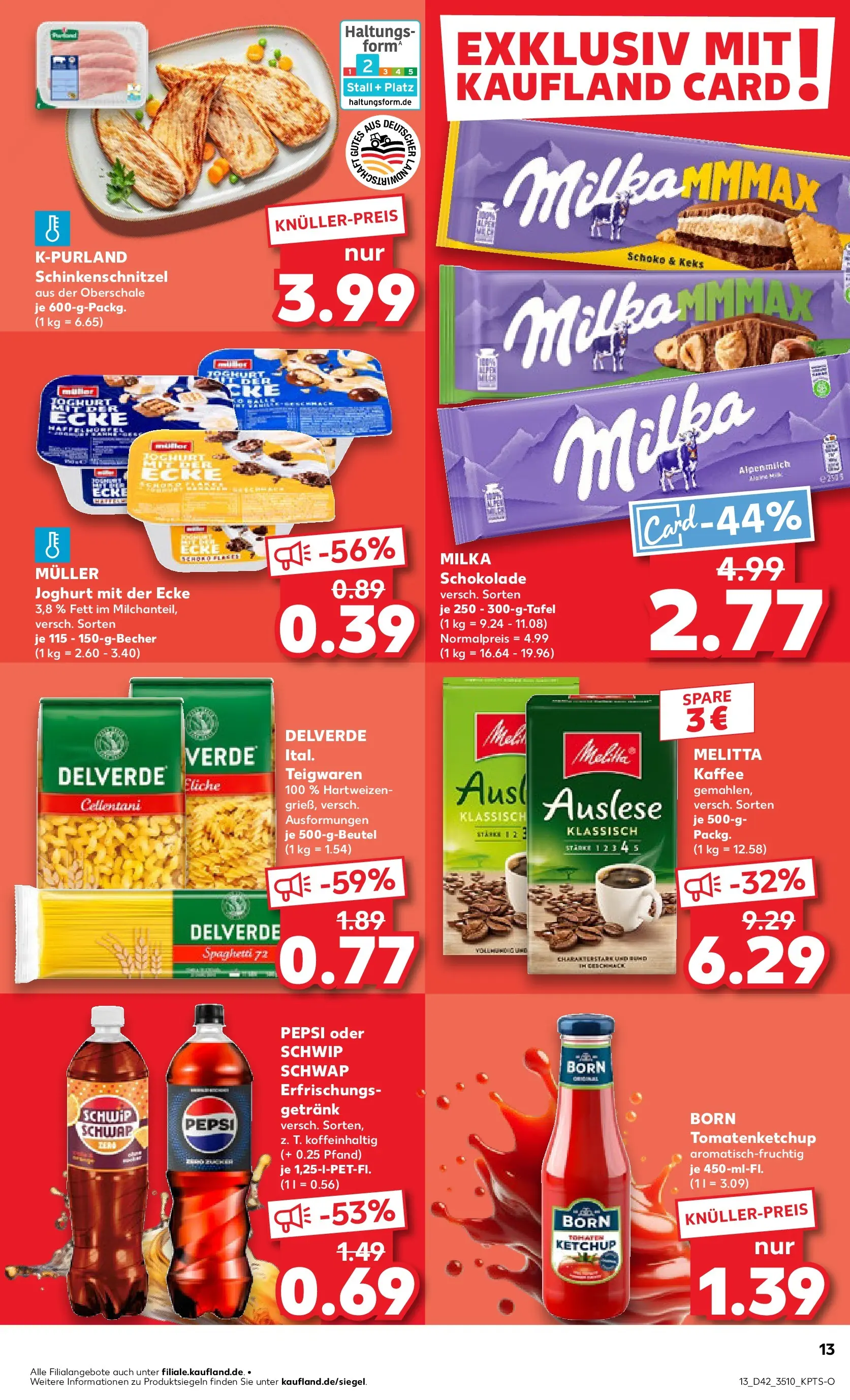 Prospekt Kaufland ab 19.10.2025 » Angebote und Werbung Online | Seite: 13 | Produkte: Melitta, Joghurt, Schokolade, Pepsi Prospekt Kaufland ab 19.10.2025 » Angebote Online zum Blättern | Seite: 13 | Produkte: Melitta, Joghurt, Schokolade, Pepsi
