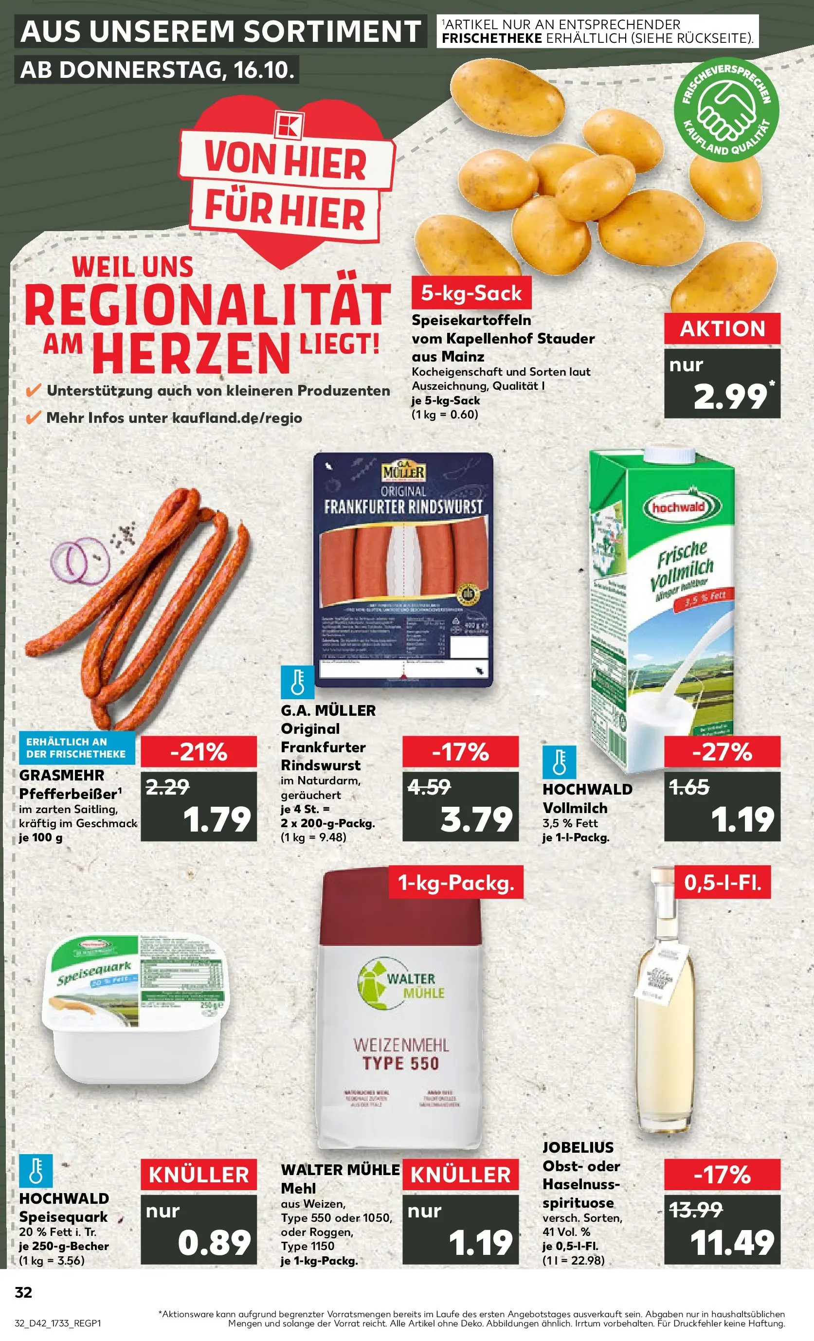 Prospekt Kaufland ab 19.10.2025 » Angebote und Werbung Online | Seite: 32 | Produkte: Mühle, Mehl, Weizenmehl, Speisequark Prospekt Kaufland ab 19.10.2025 » Angebote Online zum Blättern | Seite: 32 | Produkte: Mühle, Mehl, Weizenmehl, Speisequark