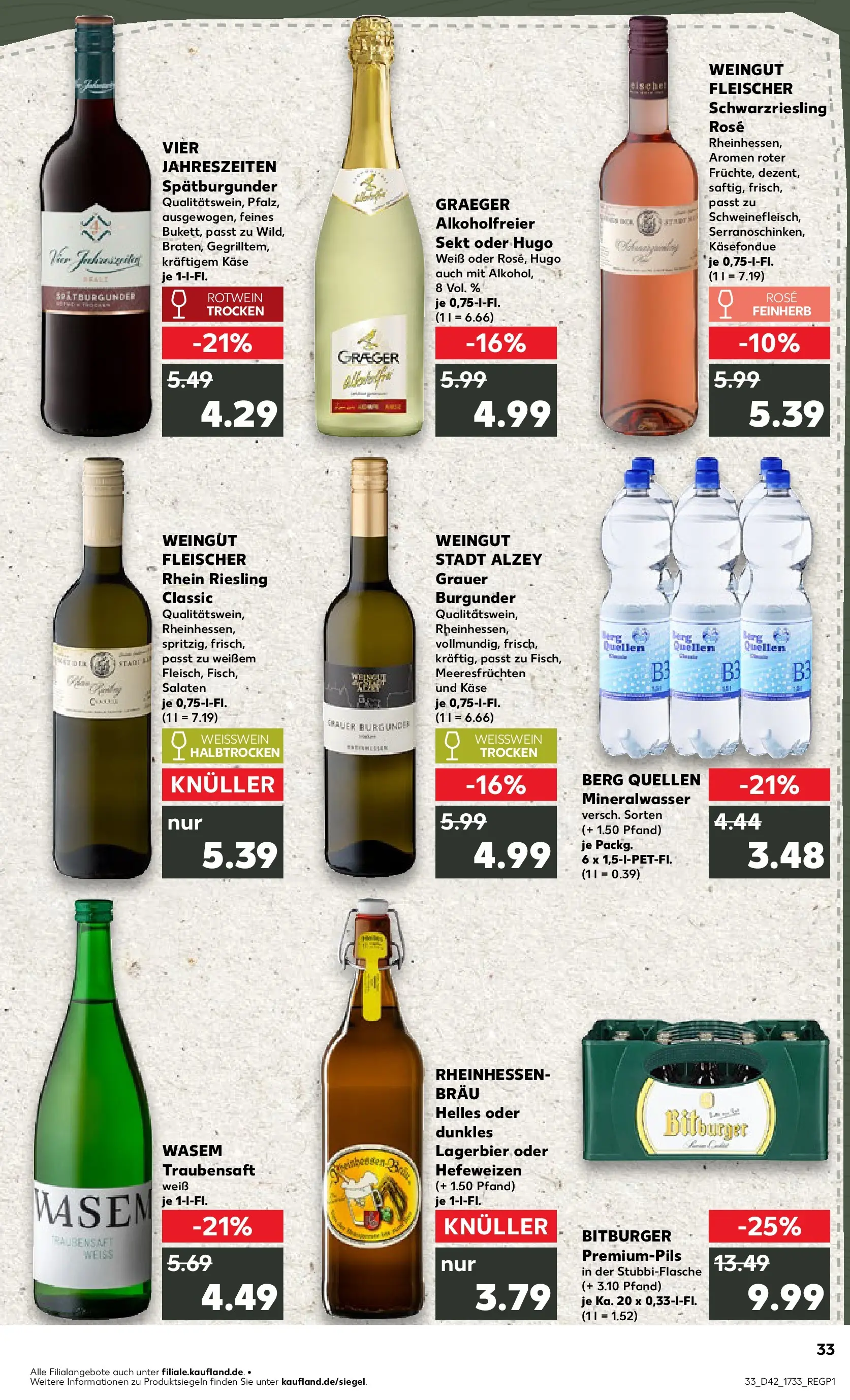Prospekt Kaufland ab 19.10.2025 » Angebote und Werbung Online | Seite: 33 | Produkte: Bitburger, Käse, Weißwein, Mineralwasser Prospekt Kaufland ab 19.10.2025 » Angebote Online zum Blättern | Seite: 33 | Produkte: Bitburger, Käse, Weißwein, Mineralwasser
