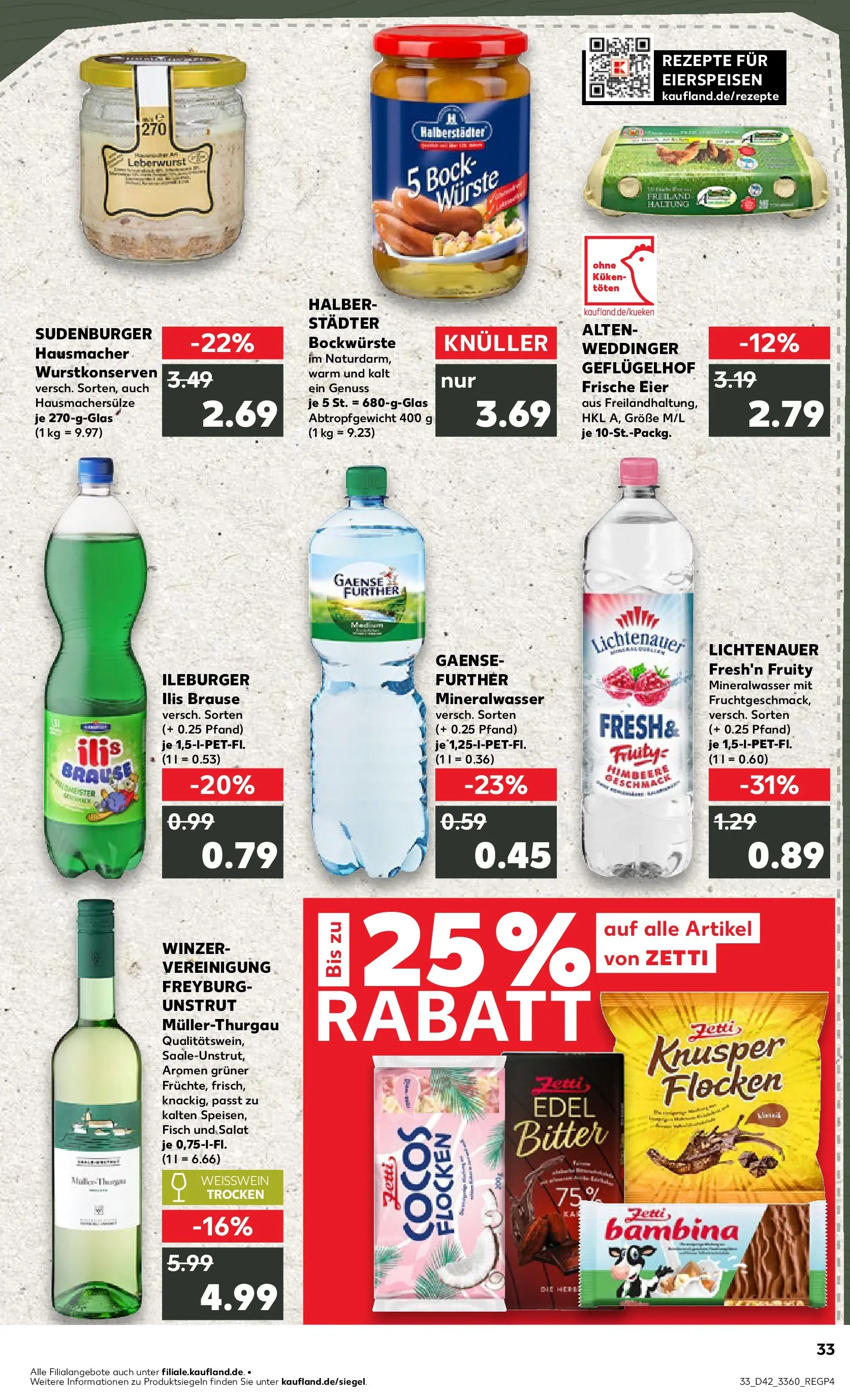 Prospekt Kaufland ab 19.10.2025 » Angebote und Werbung Online | Seite: 33 | Produkte: Weißwein, Weißwein trocken, Himbeere, Salat Prospekt Kaufland ab 19.10.2025 » Angebote Online zum Blättern | Seite: 33 | Produkte: Weißwein, Weißwein trocken, Himbeere, Salat