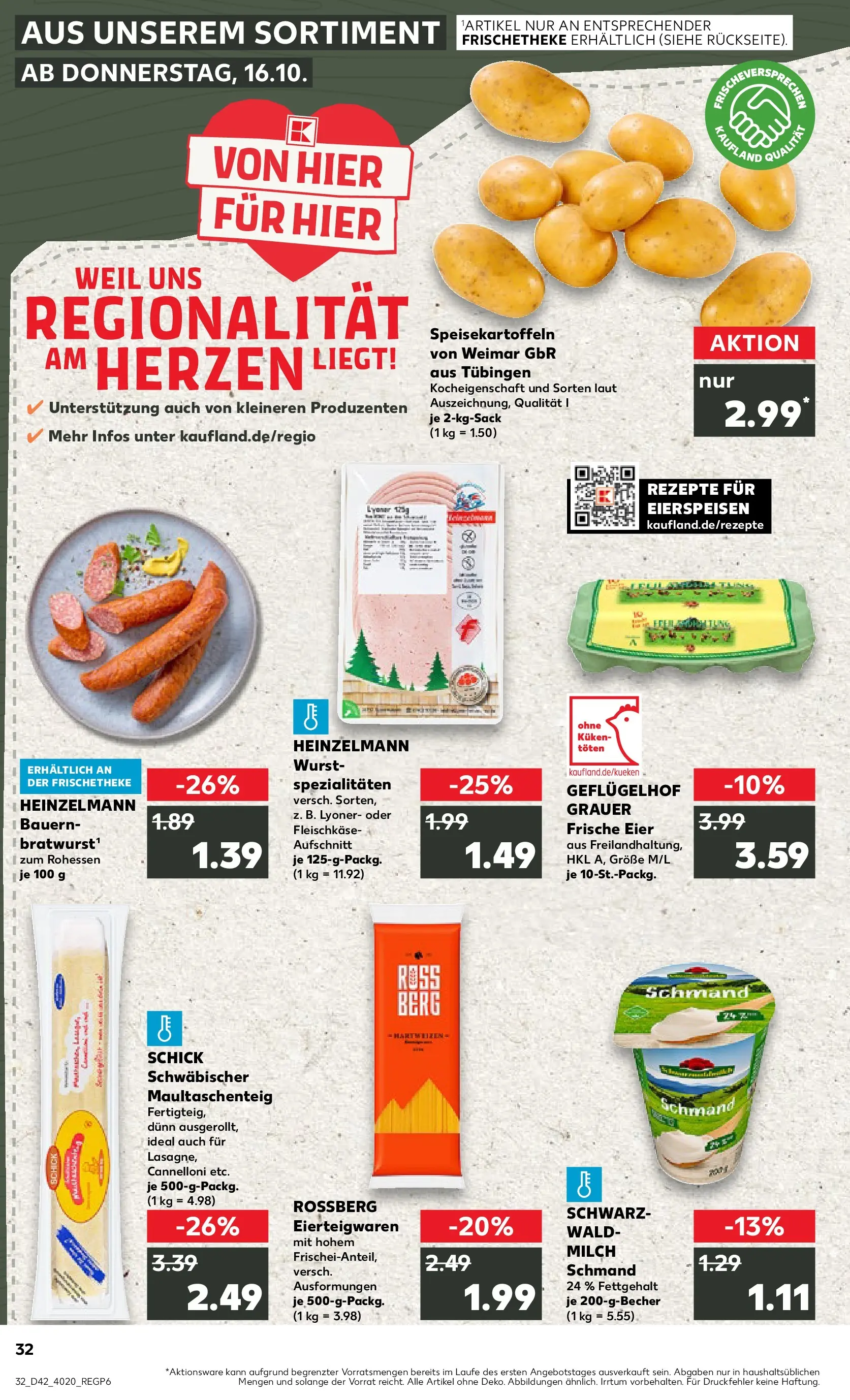 Prospekt Kaufland ab 19.10.2025 » Angebote und Werbung Online | Seite: 32 | Produkte: Milch, Eier, Wurst, Pasta Prospekt Kaufland ab 19.10.2025 » Angebote Online zum Blättern | Seite: 32 | Produkte: Milch, Eier, Wurst, Pasta