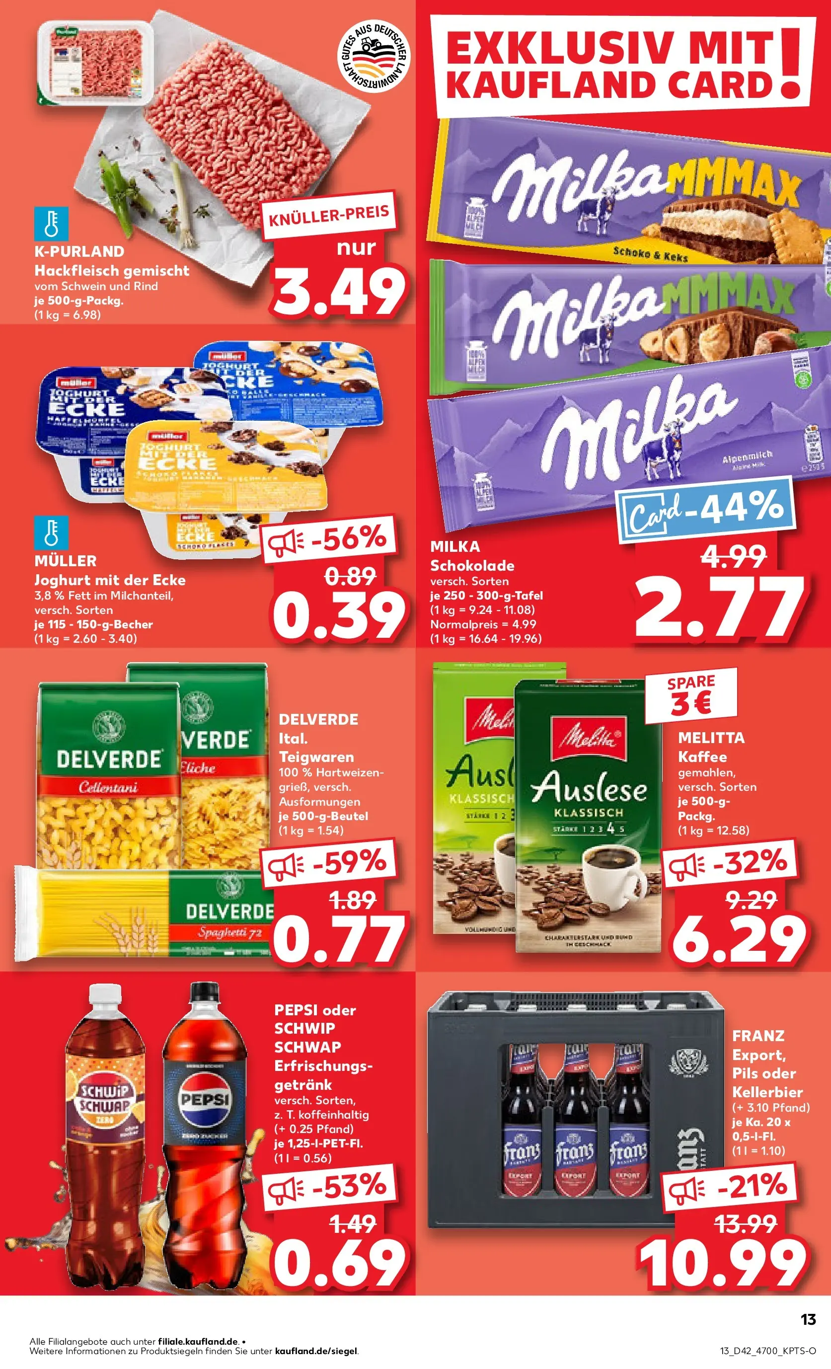 Prospekt Kaufland ab 19.10.2025 » Angebote und Werbung Online | Seite: 13 | Produkte: Kaffee, Schokolade, Schwip schwap, Pepsi Prospekt Kaufland ab 19.10.2025 » Angebote Online zum Blättern | Seite: 13 | Produkte: Kaffee, Schokolade, Schwip schwap, Pepsi