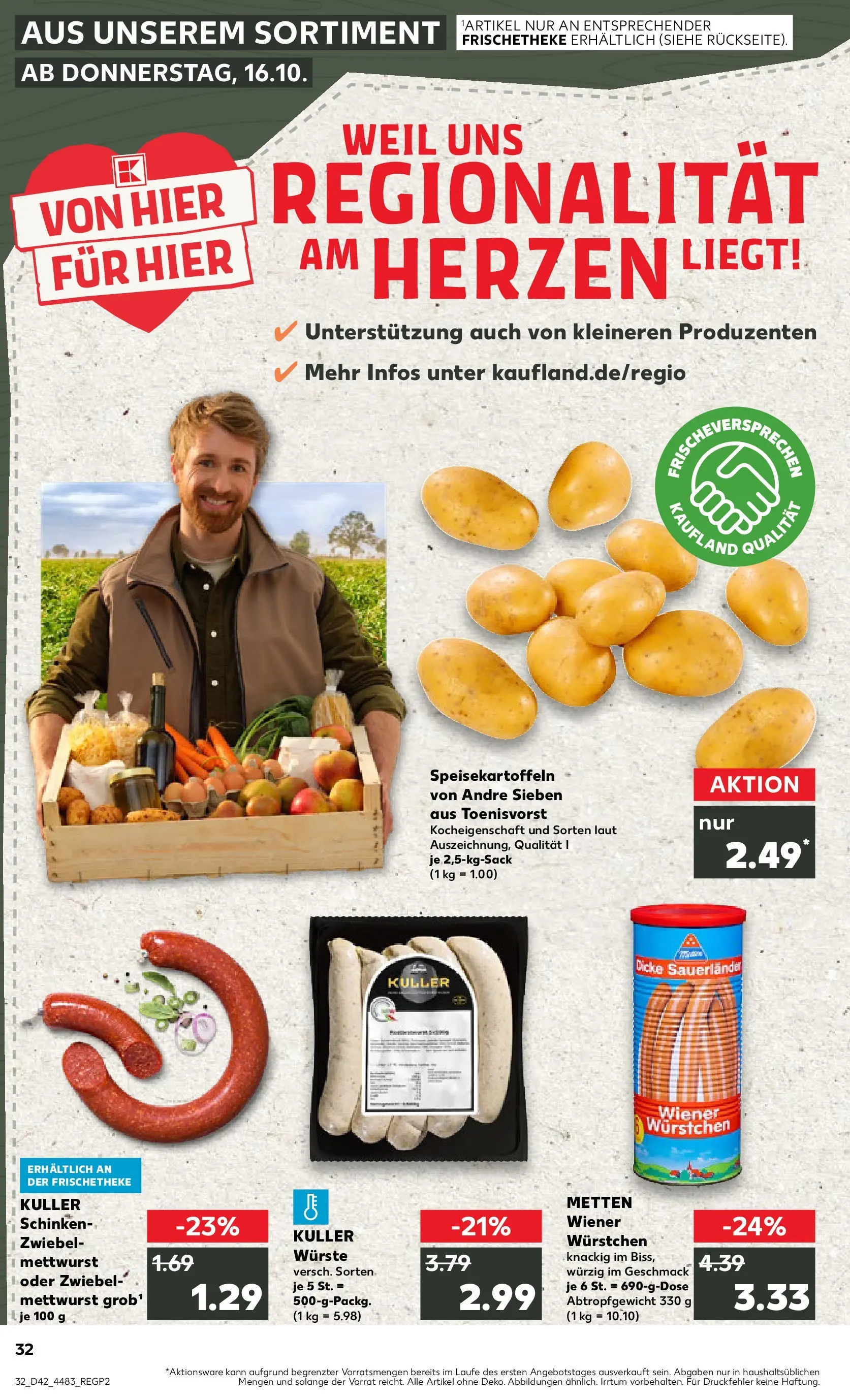 Prospekt Kaufland ab 19.10.2025 » Angebote und Werbung Online | Seite: 32 | Produkte: Wiener wurstchen, Schinken Prospekt Kaufland ab 19.10.2025 » Angebote Online zum Blättern | Seite: 32 | Produkte: Wiener wurstchen, Schinken
