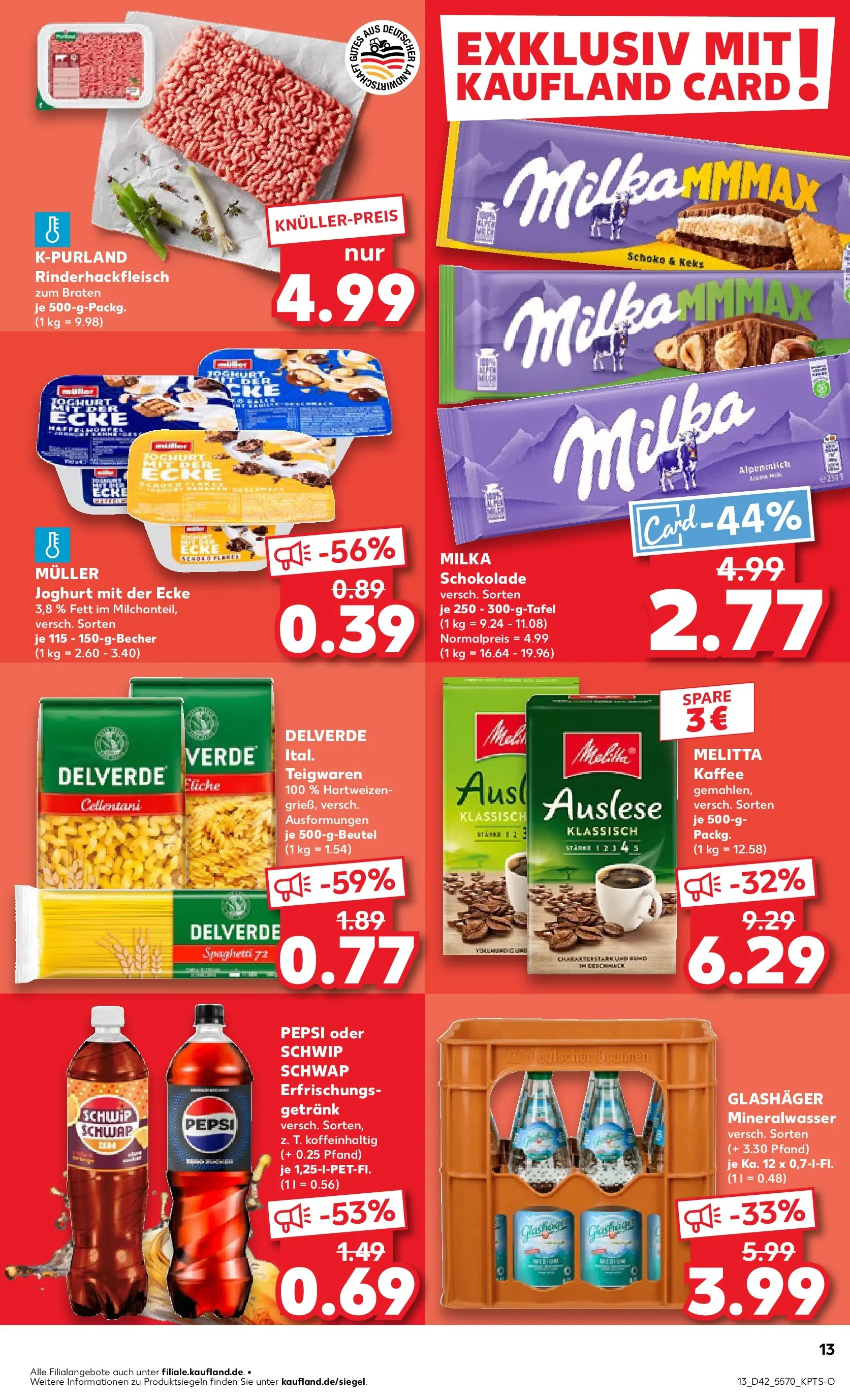 Prospekt Kaufland ab 19.10.2025 » Angebote und Werbung Online | Seite: 13 | Produkte: Melitta, Joghurt, Schokolade, Mineralwasser Prospekt Kaufland ab 19.10.2025 » Angebote Online zum Blättern | Seite: 13 | Produkte: Melitta, Joghurt, Schokolade, Mineralwasser