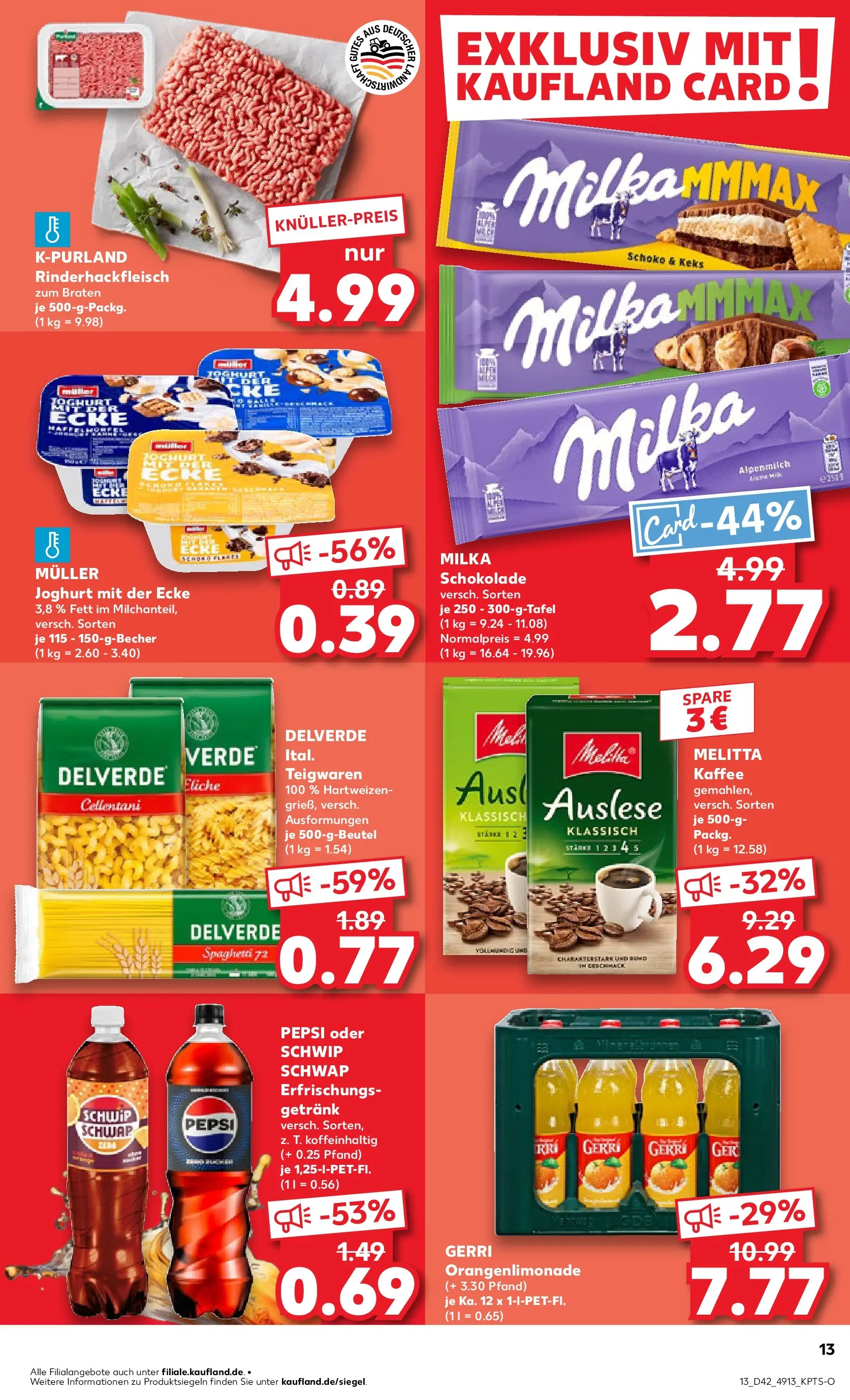 Prospekt Kaufland ab 19.10.2025 » Angebote und Werbung Online | Seite: 13 | Produkte: Joghurt, Schwip schwap, Milka, Pasta Prospekt Kaufland ab 19.10.2025 » Angebote Online zum Blättern | Seite: 13 | Produkte: Joghurt, Schwip schwap, Milka, Pasta