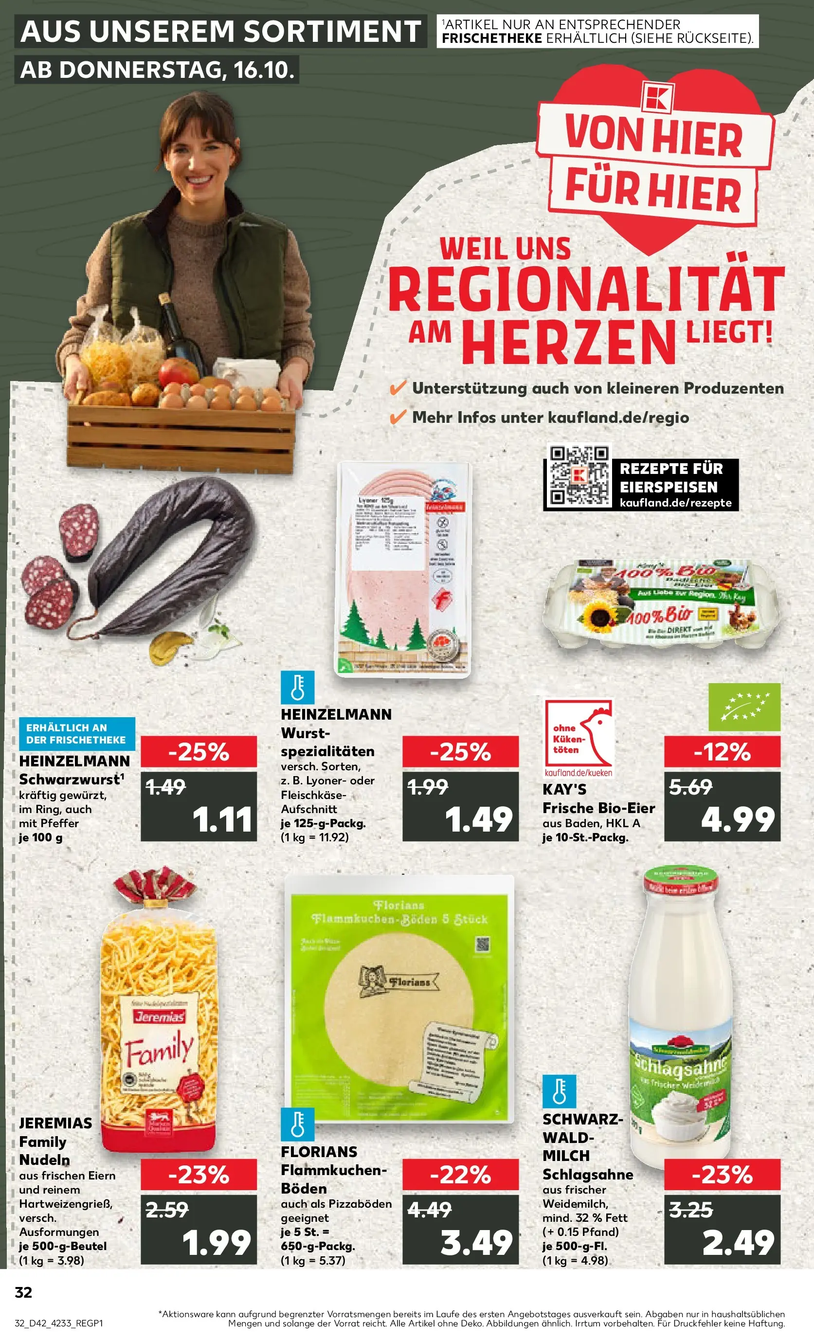 Prospekt Kaufland ab 19.10.2025 » Angebote und Werbung Online | Seite: 32 | Produkte: Schlagsahne, Wurst, Pasta, Pizza Prospekt Kaufland ab 19.10.2025 » Angebote Online zum Blättern | Seite: 32 | Produkte: Schlagsahne, Wurst, Pasta, Pizza