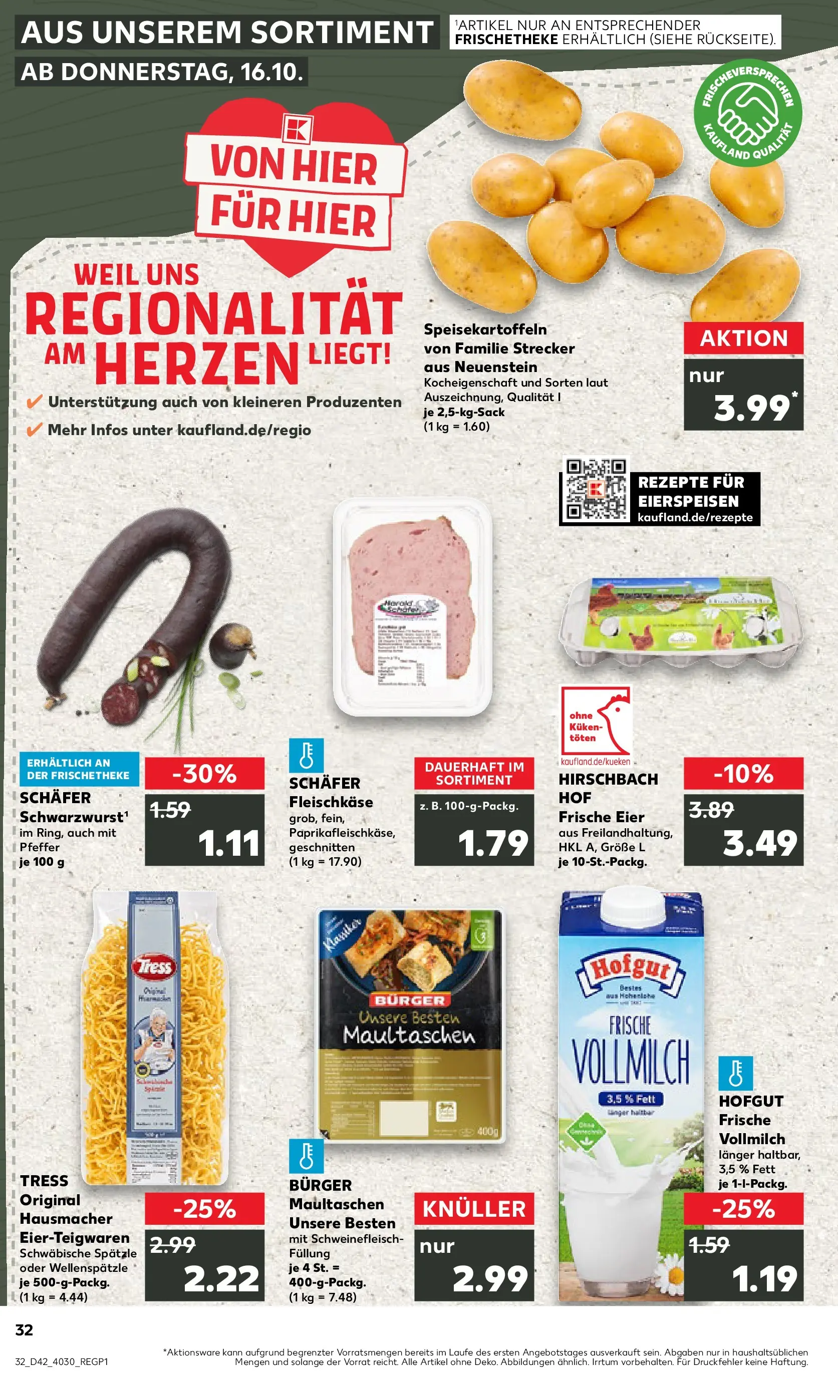 Prospekt Kaufland ab 19.10.2025 » Angebote und Werbung Online | Seite: 32 | Produkte: Eier, Burger, Pfeffer, Maultaschen Prospekt Kaufland ab 19.10.2025 » Angebote Online zum Blättern | Seite: 32 | Produkte: Eier, Burger, Pfeffer, Maultaschen