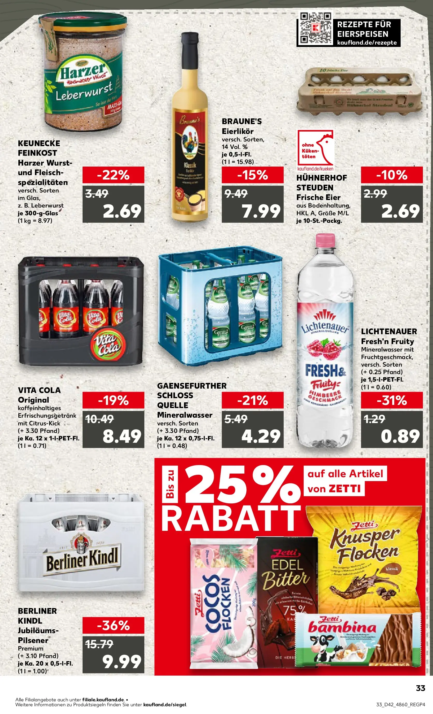Prospekt Kaufland ab 19.10.2025 » Angebote und Werbung Online | Seite: 33 | Produkte: Berliner, Mineralwasser, Wurst, Flocken Prospekt Kaufland ab 19.10.2025 » Angebote Online zum Blättern | Seite: 33 | Produkte: Berliner, Mineralwasser, Wurst, Flocken