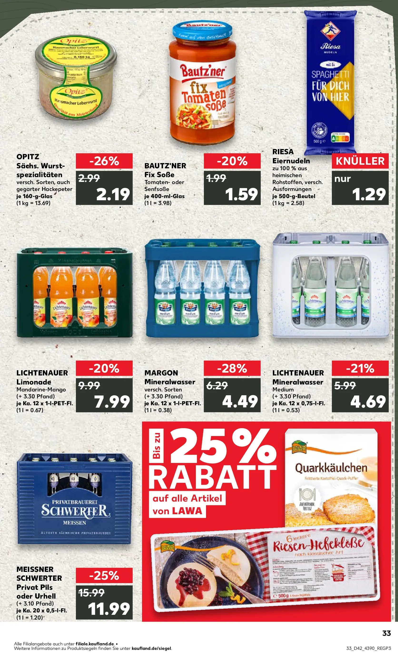 Prospekt Kaufland ab 19.10.2025 » Angebote und Werbung Online | Seite: 33 | Produkte: Pils, Tomaten, Mineralwasser, Soße Prospekt Kaufland ab 19.10.2025 » Angebote Online zum Blättern | Seite: 33 | Produkte: Pils, Tomaten, Mineralwasser, Soße