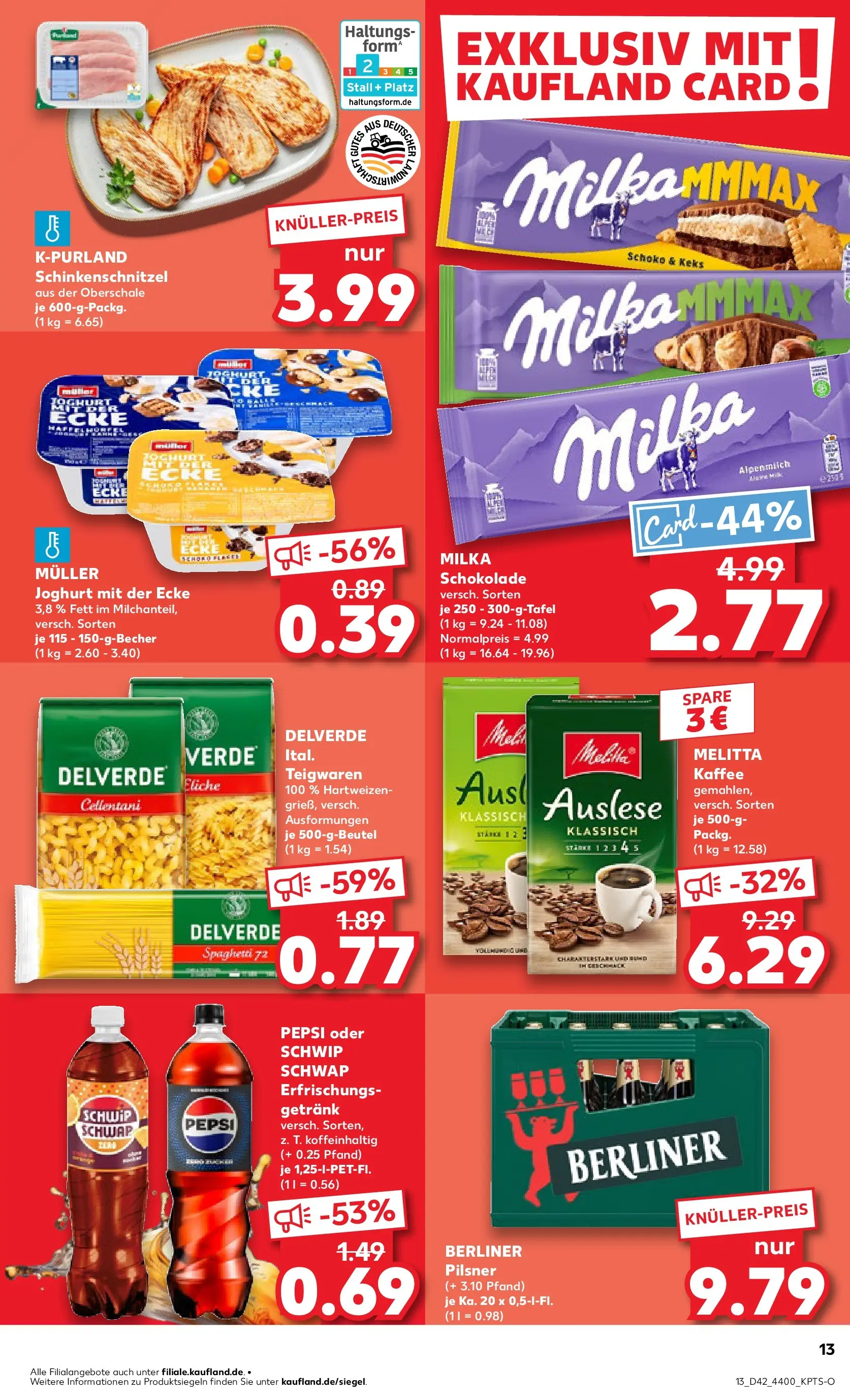 Prospekt Kaufland ab 19.10.2025 » Angebote und Werbung Online | Seite: 13 | Produkte: Melitta kaffee, Milka schokolade, Milka, Pepsi Prospekt Kaufland ab 19.10.2025 » Angebote Online zum Blättern | Seite: 13 | Produkte: Melitta kaffee, Milka schokolade, Milka, Pepsi