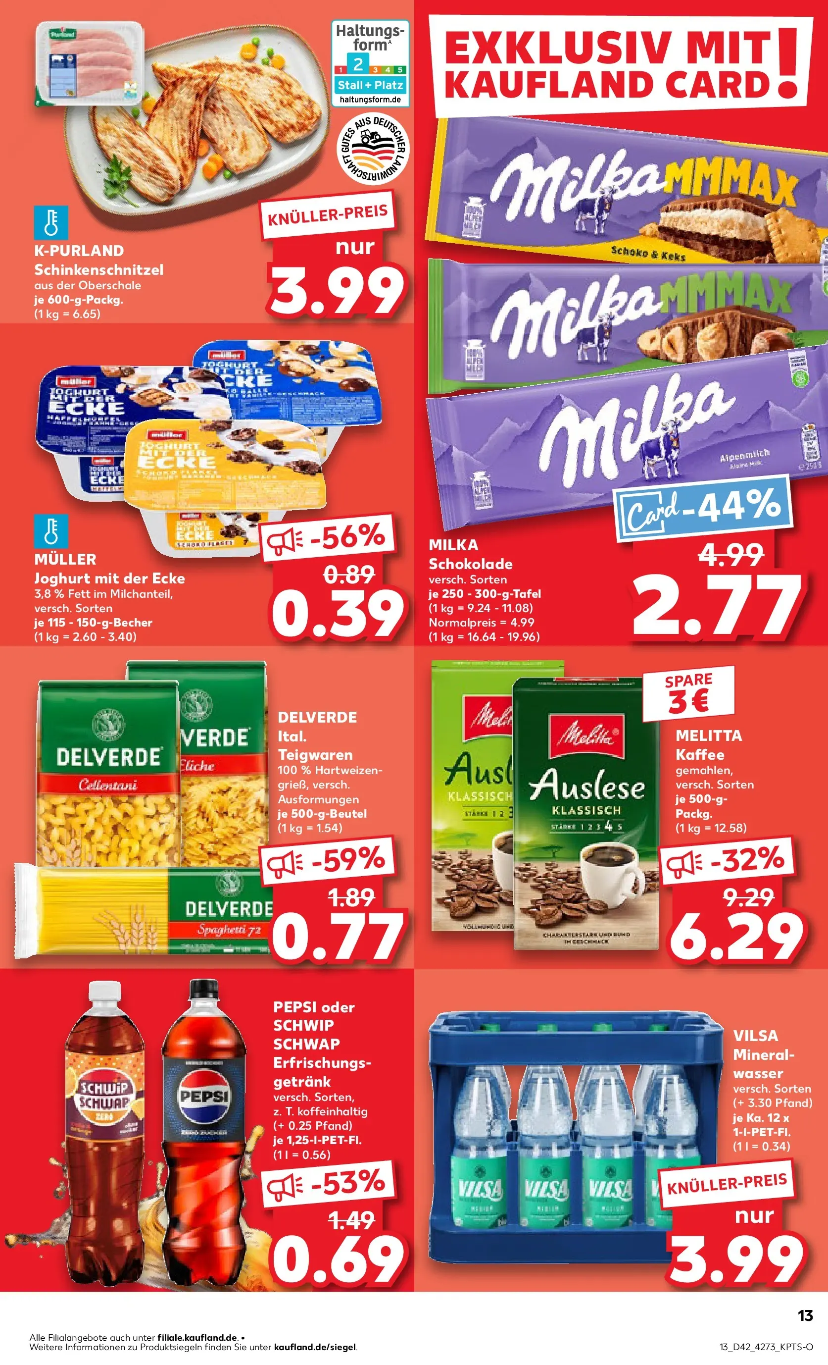 Prospekt Kaufland ab 19.10.2025 » Angebote und Werbung Online | Seite: 13 | Produkte: Schokolade, Schwip schwap, Mineralwasser, Pasta Prospekt Kaufland ab 19.10.2025 » Angebote Online zum Blättern | Seite: 13 | Produkte: Schokolade, Schwip schwap, Mineralwasser, Pasta