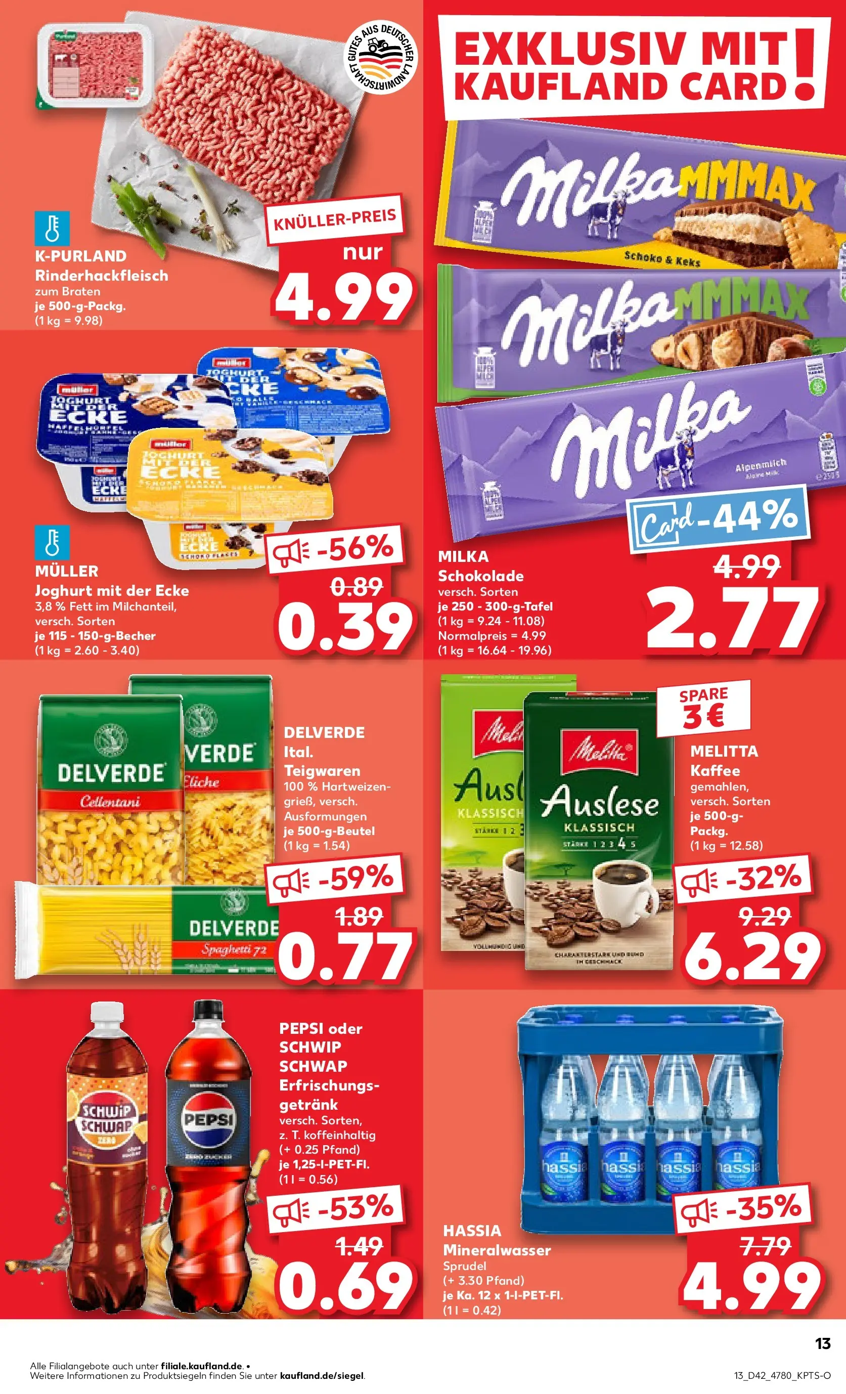 Prospekt Kaufland ab 19.10.2025 » Angebote und Werbung Online | Seite: 13 | Produkte: Kaffee, Schwip schwap, Milka, Pasta Prospekt Kaufland ab 19.10.2025 » Angebote Online zum Blättern | Seite: 13 | Produkte: Kaffee, Schwip schwap, Milka, Pasta