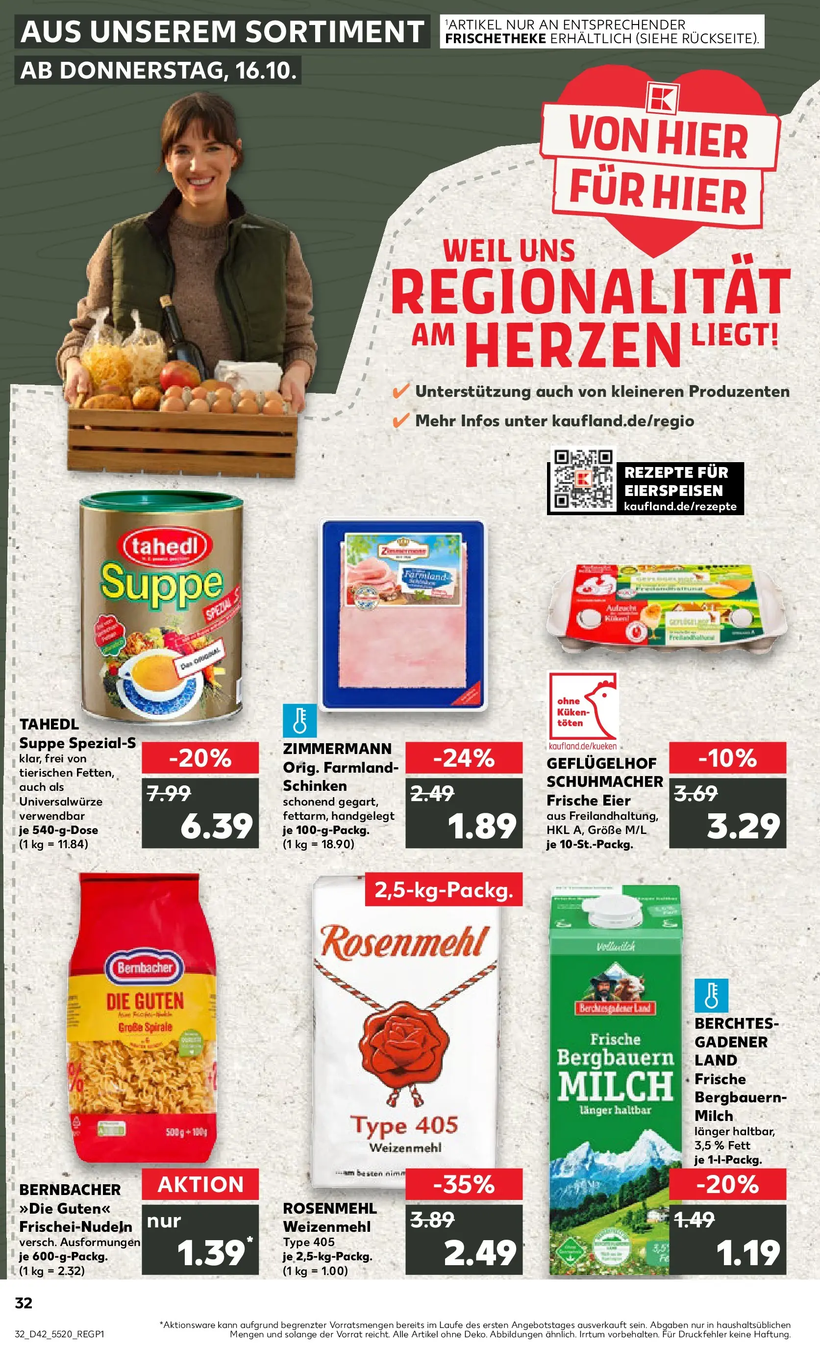 Prospekt Kaufland ab 19.10.2025 » Angebote und Werbung Online | Seite: 32 | Produkte: Eier, Weizenmehl, Pasta, Schinken Prospekt Kaufland ab 19.10.2025 » Angebote Online zum Blättern | Seite: 32 | Produkte: Eier, Weizenmehl, Pasta, Schinken
