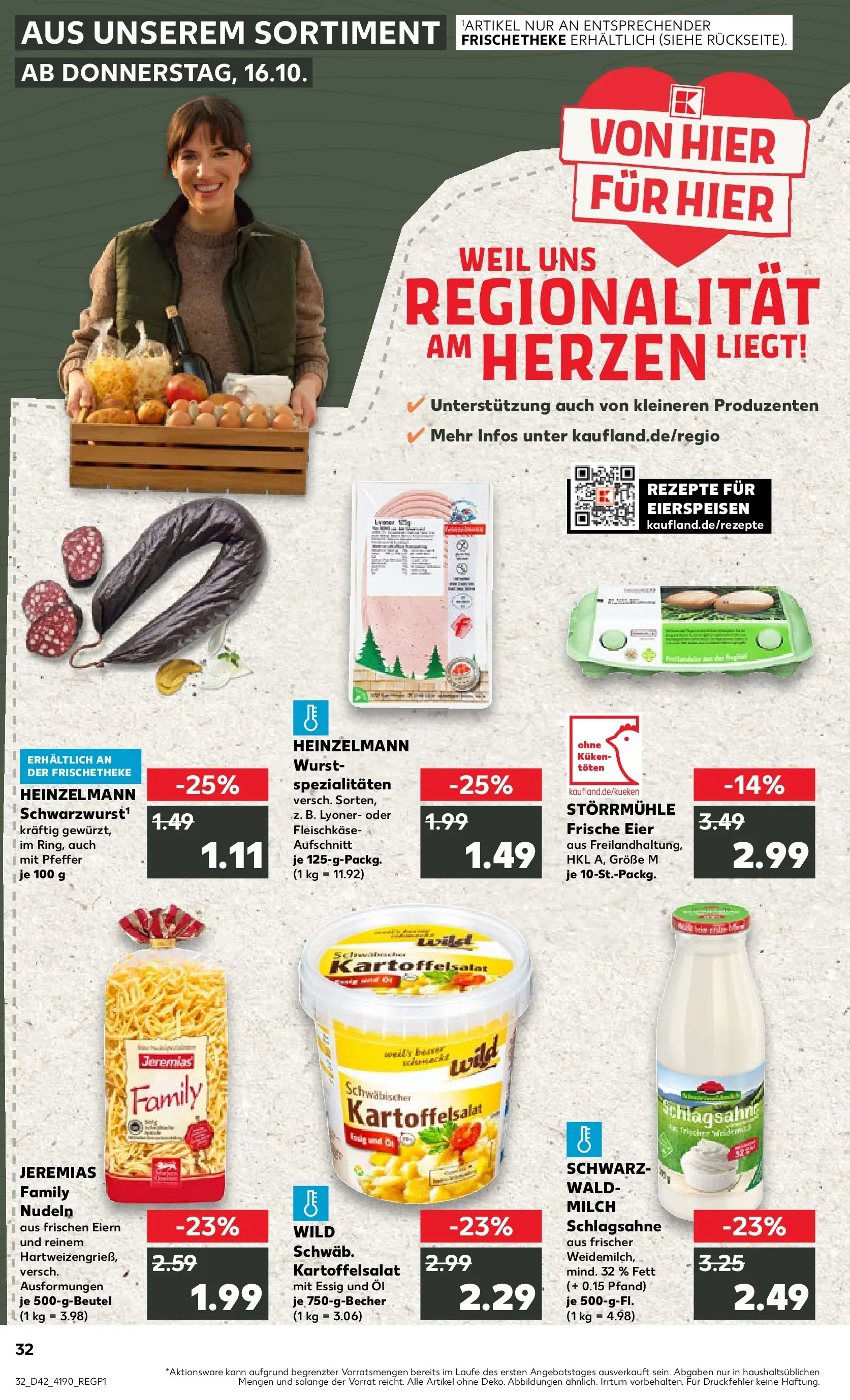 Prospekt Kaufland ab 19.10.2025 » Angebote Online zum Blättern | Seite: 32 | Produkte: Schlagsahne, Milch, Öl, Nudeln