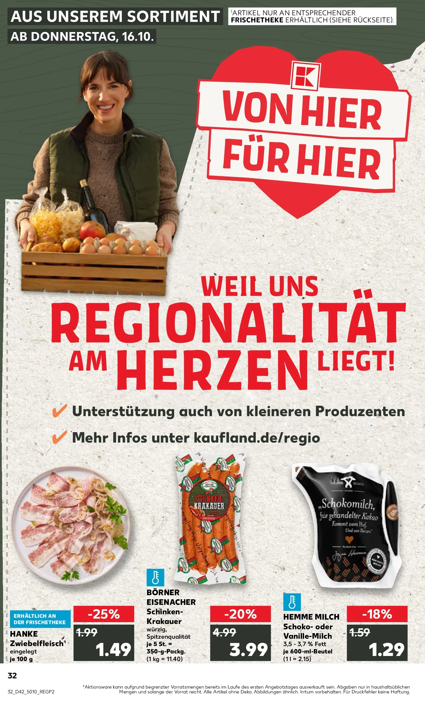 Prospekt Kaufland ab 19.10.2025 » Angebote und Werbung Online | Seite: 32 | Produkte: Milch, Schinken Prospekt Kaufland ab 19.10.2025 » Angebote Online zum Blättern | Seite: 32 | Produkte: Milch, Schinken