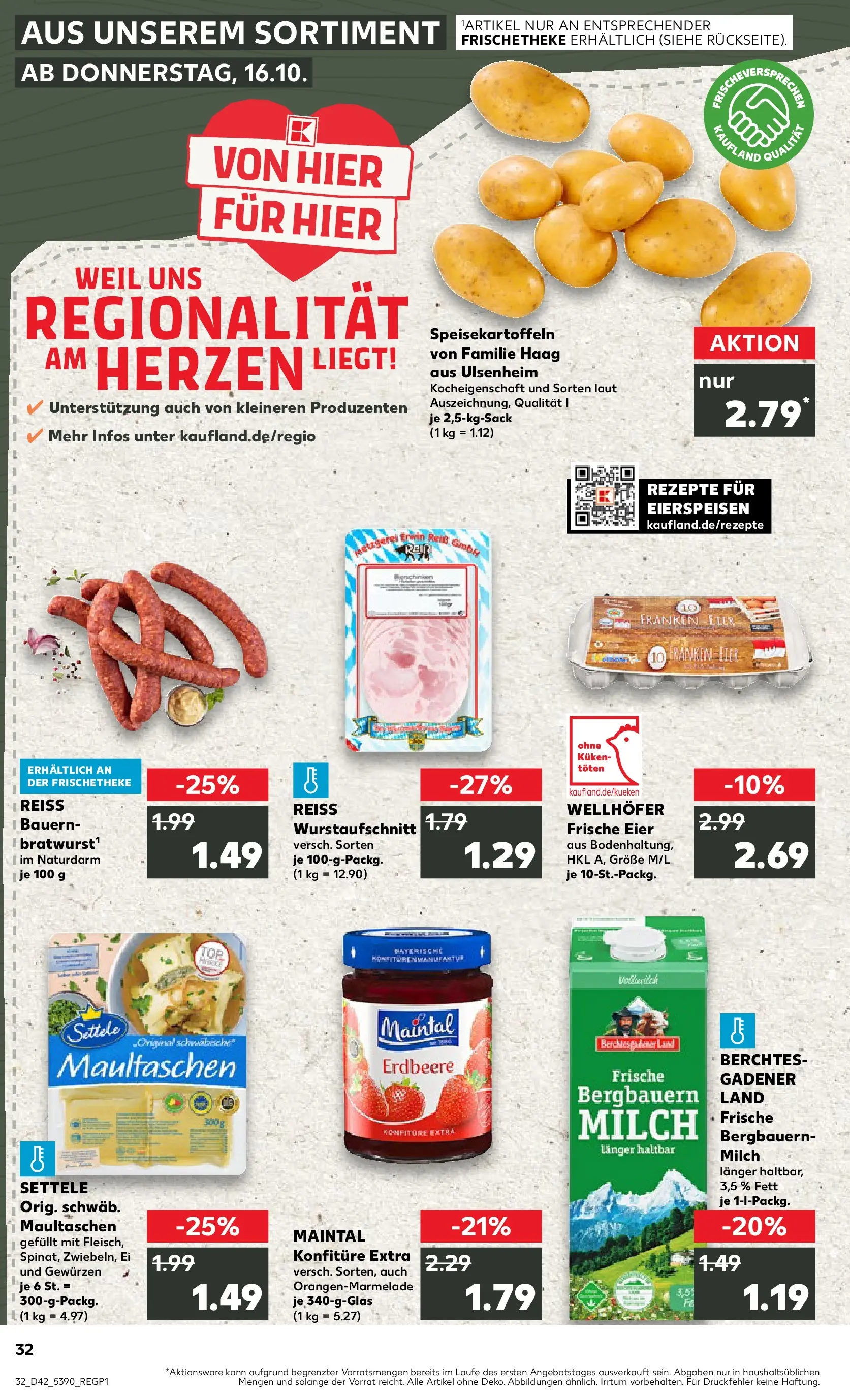 Prospekt Kaufland ab 19.10.2025 » Angebote Online zum Blättern | Seite: 32 | Produkte: Milch, Eier, Maultaschen