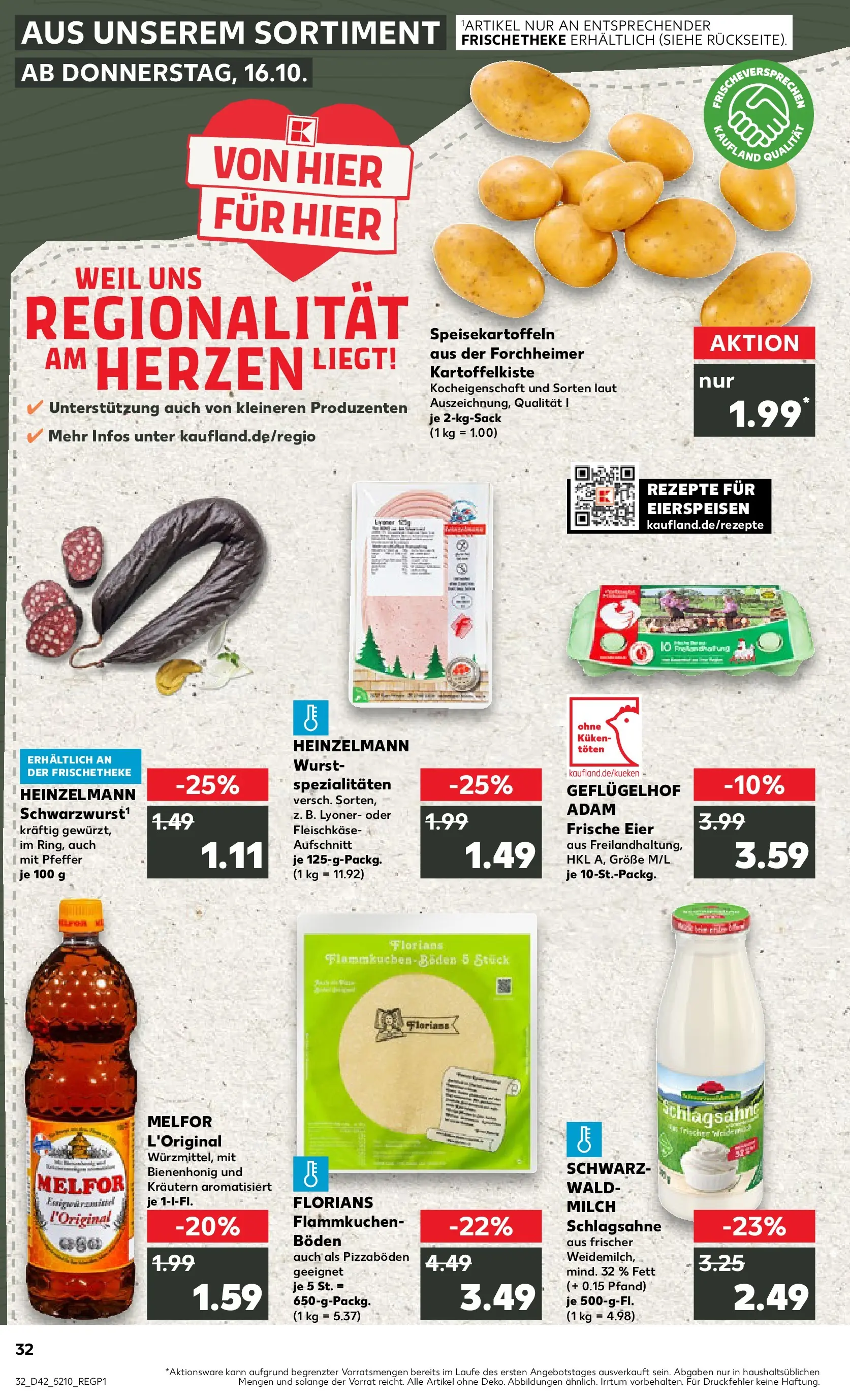 Prospekt Kaufland ab 19.10.2025 » Angebote und Werbung Online | Seite: 32 | Produkte: Schlagsahne, Milch, Pudding, Wurst Prospekt Kaufland ab 19.10.2025 » Angebote Online zum Blättern | Seite: 32 | Produkte: Schlagsahne, Milch, Pudding, Wurst