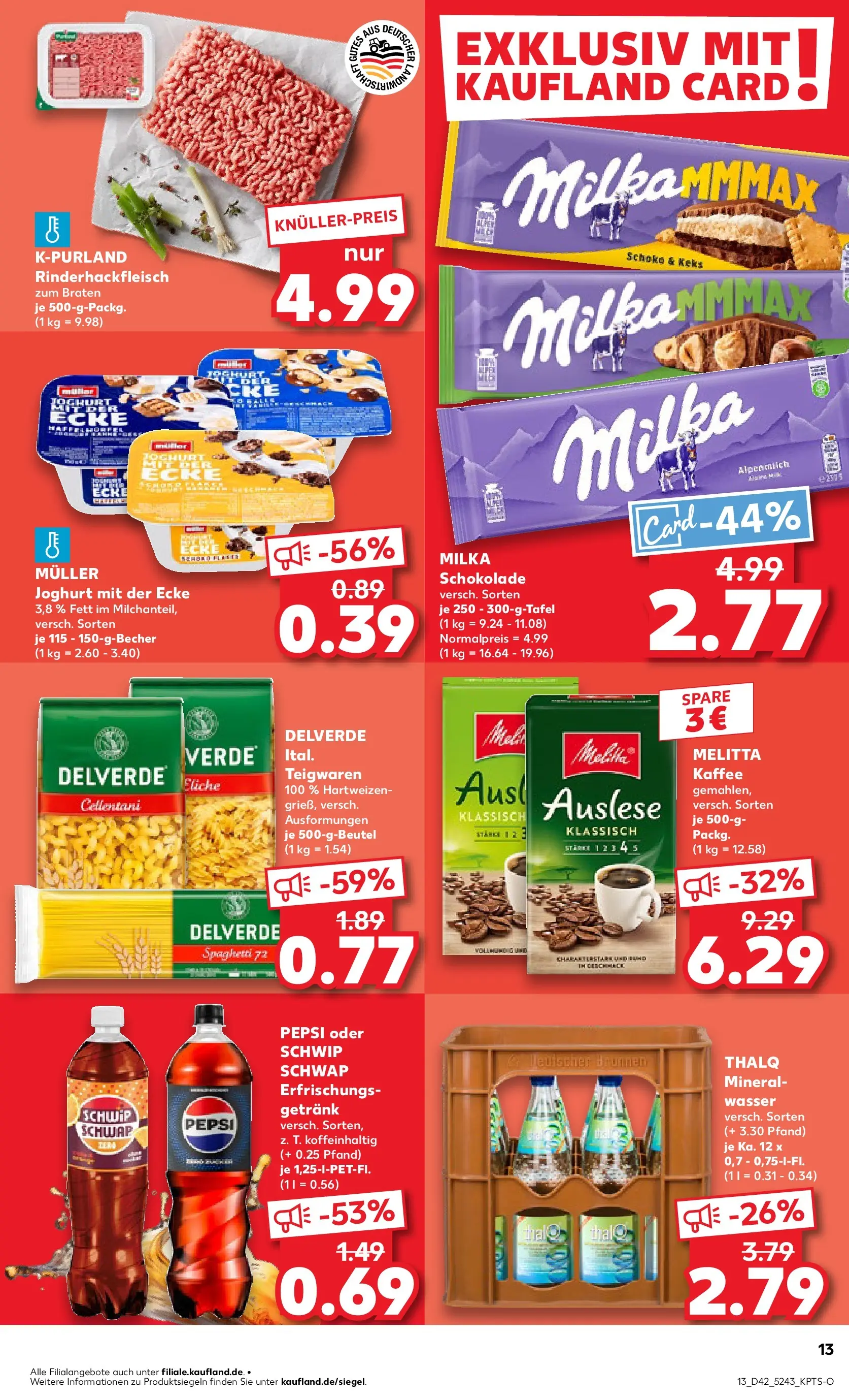 Prospekt Kaufland ab 19.10.2025 » Angebote und Werbung Online | Seite: 13 | Produkte: Schwip schwap, Milka, Mineralwasser, Pepsi Prospekt Kaufland ab 19.10.2025 » Angebote Online zum Blättern | Seite: 13 | Produkte: Schwip schwap, Milka, Mineralwasser, Pepsi