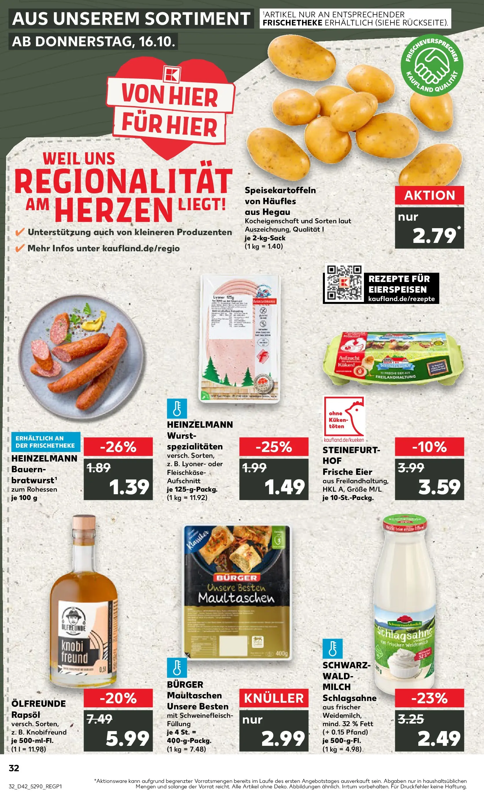 Prospekt Kaufland ab 19.10.2025 » Angebote und Werbung Online | Seite: 32 | Produkte: Milch, Eier, Wurst, Maultaschen Prospekt Kaufland ab 19.10.2025 » Angebote Online zum Blättern | Seite: 32 | Produkte: Milch, Eier, Wurst, Maultaschen