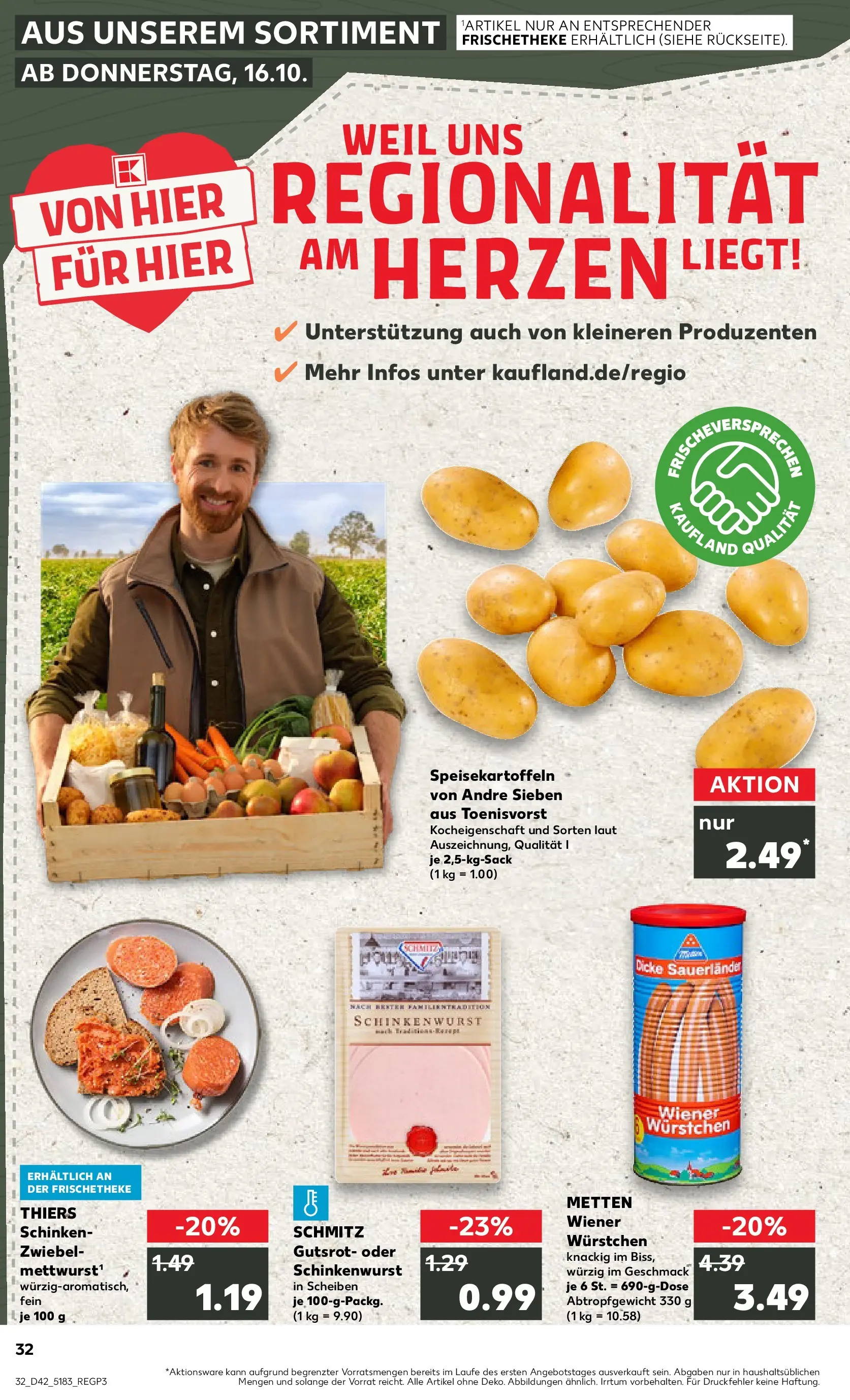 Prospekt Kaufland ab 19.10.2025 » Angebote und Werbung Online | Seite: 32 | Produkte: Wiener wurstchen, Schinken Prospekt Kaufland ab 19.10.2025 » Angebote Online zum Blättern | Seite: 32 | Produkte: Wiener wurstchen, Schinken