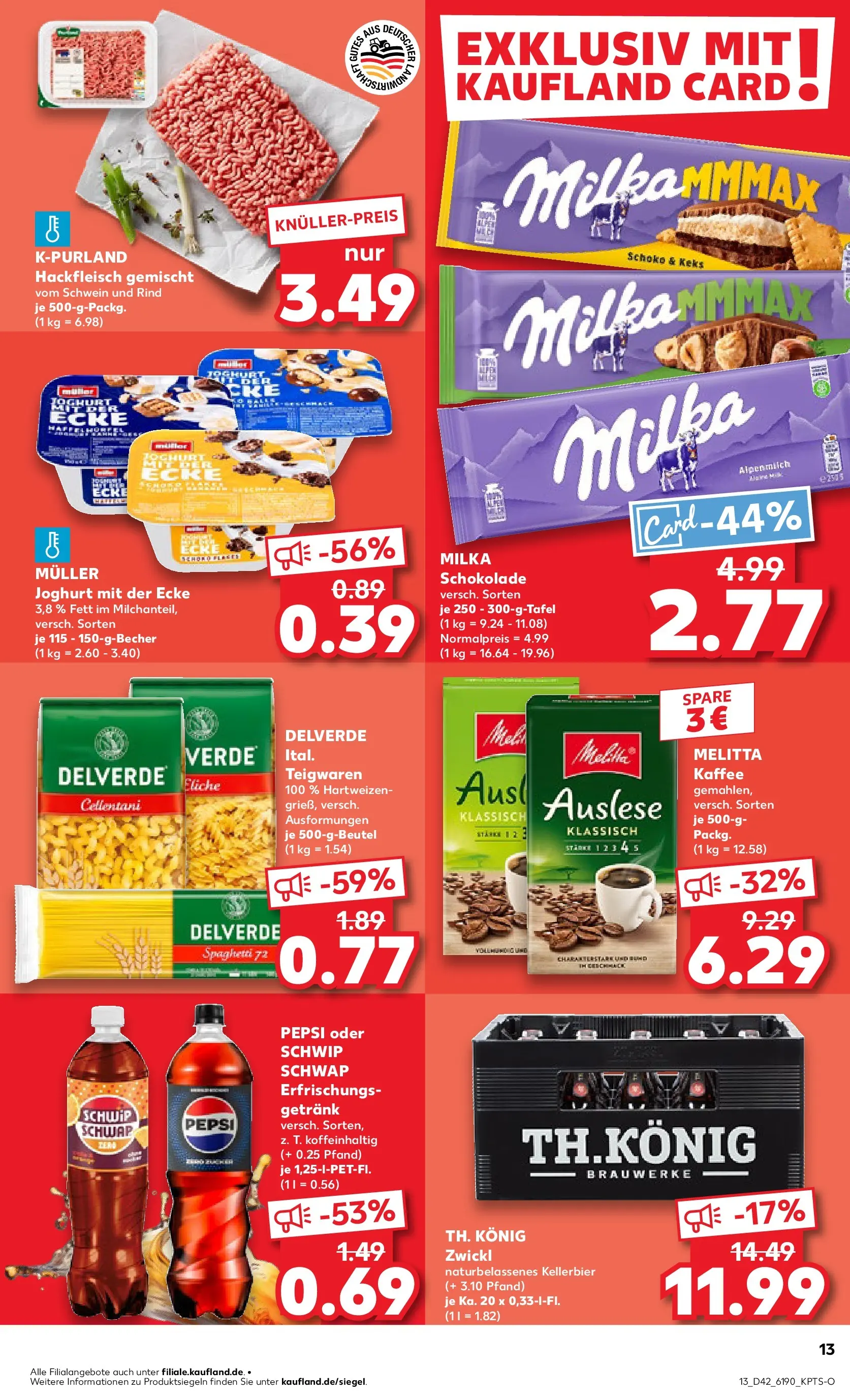 Prospekt Kaufland ab 19.10.2025 » Angebote und Werbung Online | Seite: 13 | Produkte: Melitta kaffee, Milka schokolade, Pasta, Hackfleisch Prospekt Kaufland ab 19.10.2025 » Angebote Online zum Blättern | Seite: 13 | Produkte: Melitta kaffee, Milka schokolade, Pasta, Hackfleisch