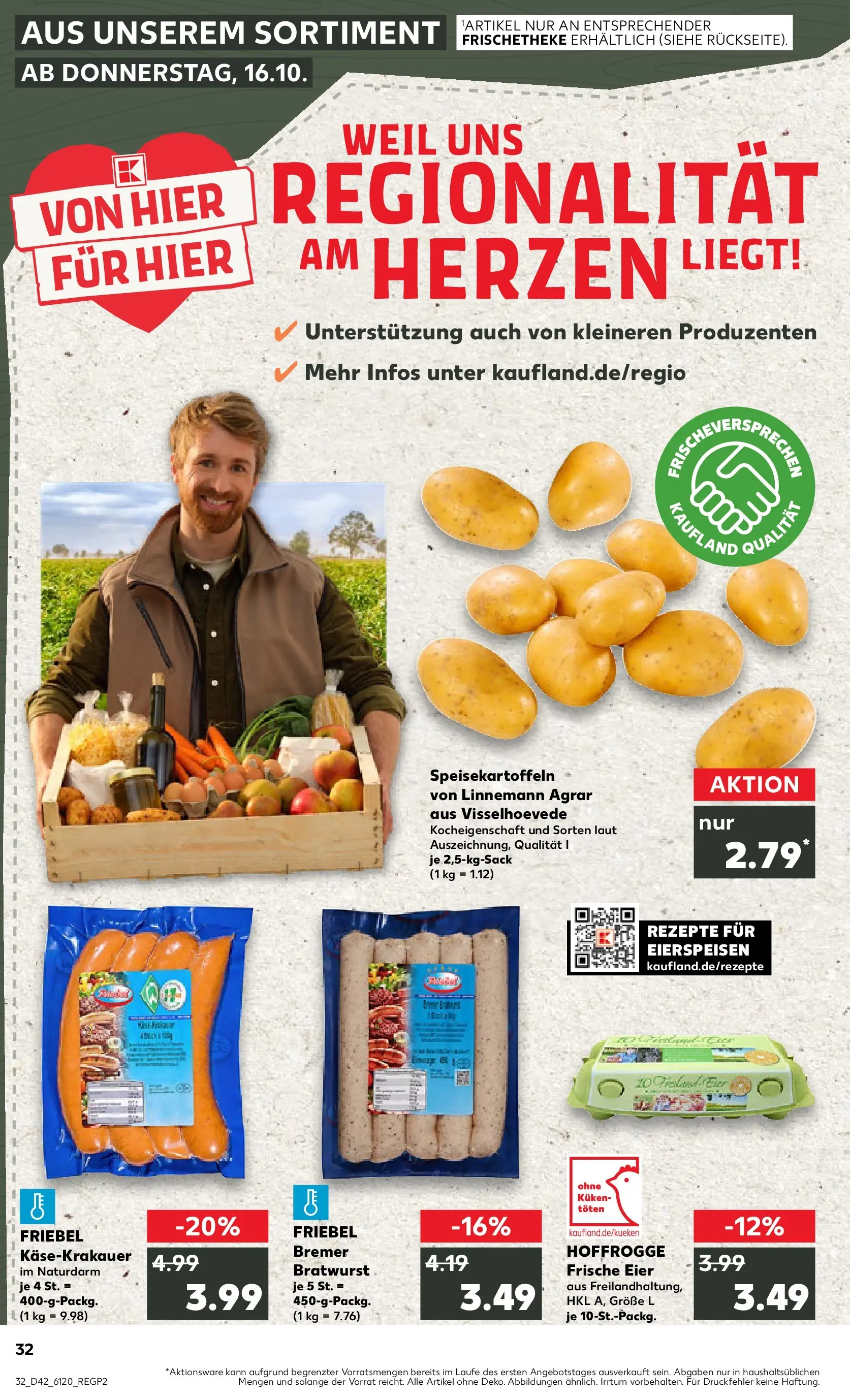 Prospekt Kaufland ab 20.10.2025 » Angebote und Werbung Online | Seite: 32 | Produkte: Eier, Bratwurst Prospekt Kaufland ab 20.10.2025 » Angebote Online zum Blättern | Seite: 32 | Produkte: Eier, Bratwurst