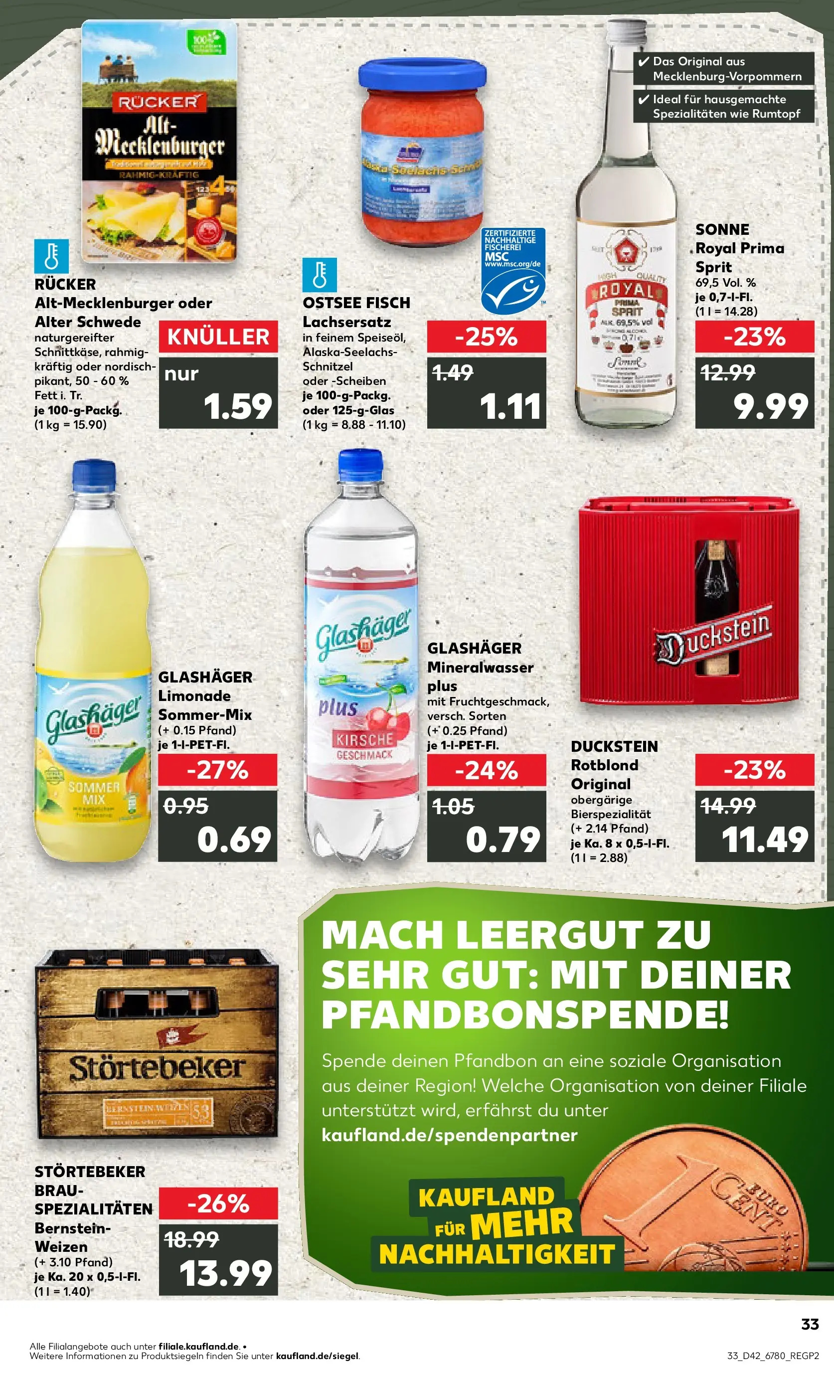 Prospekt Kaufland ab 19.10.2025 » Angebote und Werbung Online | Seite: 33 | Produkte: Limonade, Schnitzel, Mineralwasser, Fisch Prospekt Kaufland ab 19.10.2025 » Angebote Online zum Blättern | Seite: 33 | Produkte: Limonade, Schnitzel, Mineralwasser, Fisch