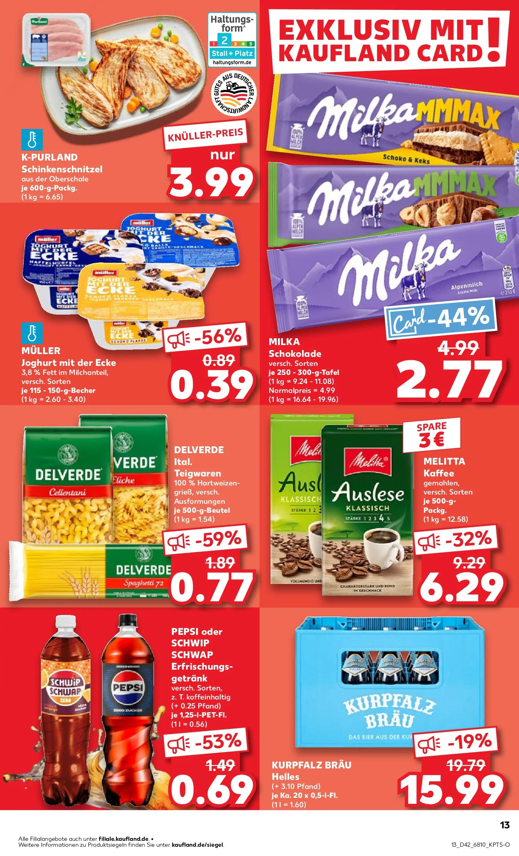 Prospekt Kaufland ab 19.10.2025 » Angebote und Werbung Online | Seite: 13 | Produkte: Joghurt, Bier, Milka, Pepsi Prospekt Kaufland ab 19.10.2025 » Angebote Online zum Blättern | Seite: 13 | Produkte: Joghurt, Bier, Milka, Pepsi