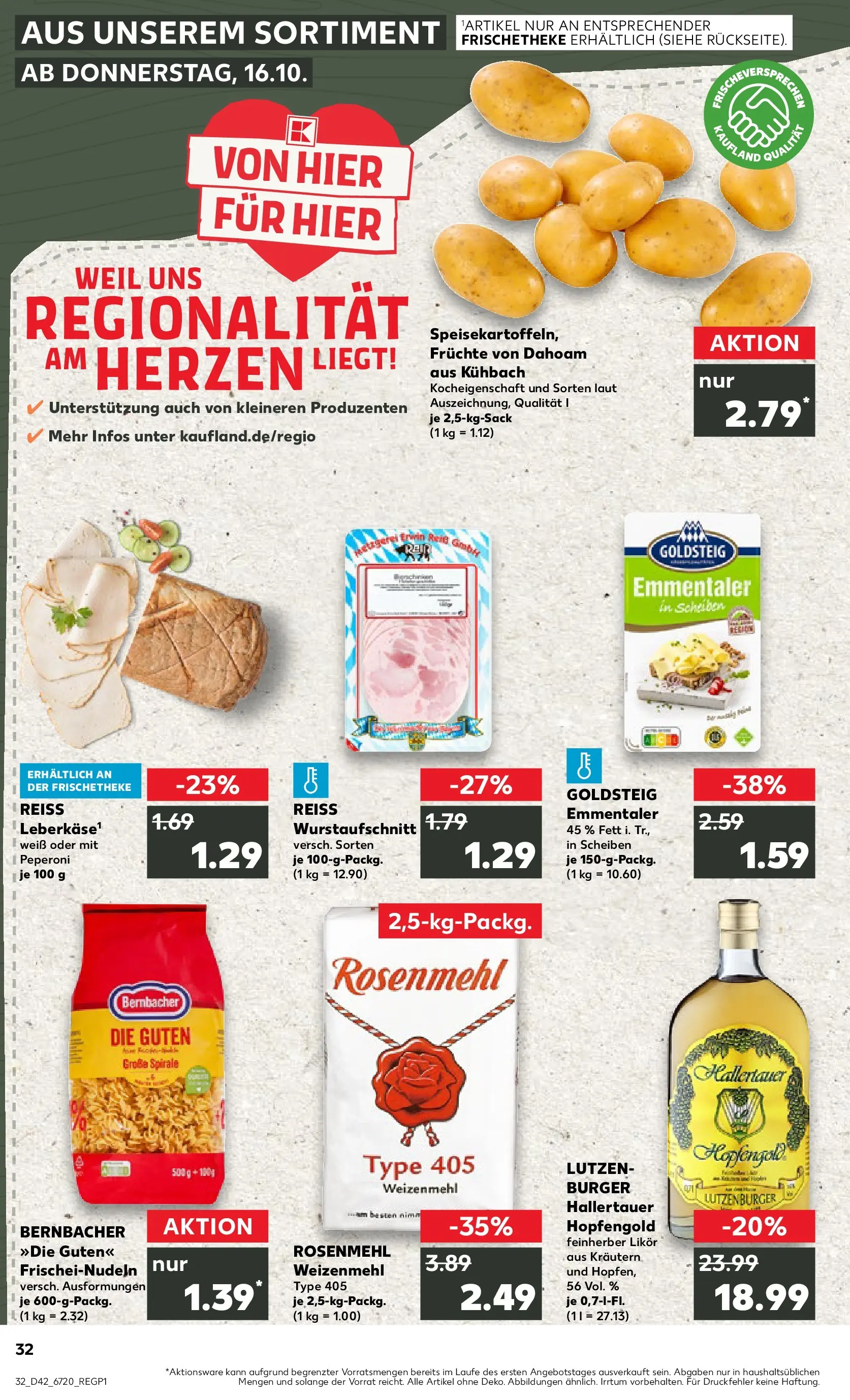 Prospekt Kaufland ab 19.10.2025 » Angebote und Werbung Online | Seite: 32 | Produkte: Likör, Burger, Weizenmehl, Pasta Prospekt Kaufland ab 19.10.2025 » Angebote Online zum Blättern | Seite: 32 | Produkte: Likör, Burger, Weizenmehl, Pasta