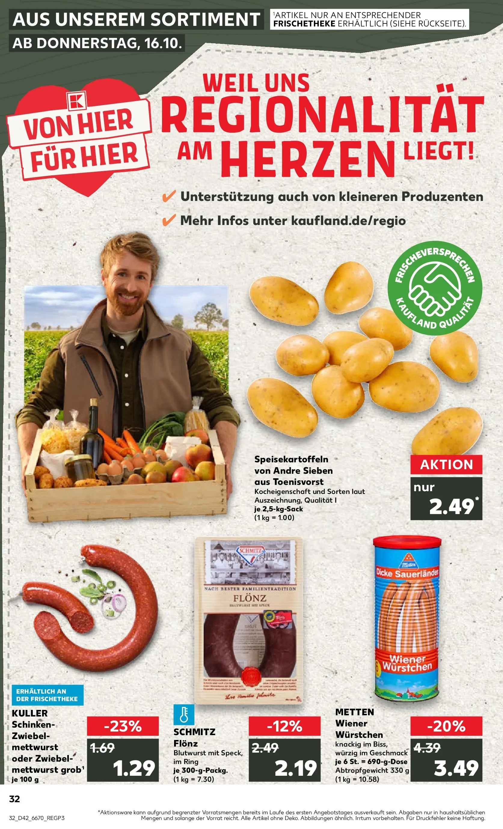 Prospekt Kaufland ab 20.10.2025 » Angebote und Werbung Online | Seite: 32 | Produkte: Wiener wurstchen, Schinken Prospekt Kaufland ab 20.10.2025 » Angebote Online zum Blättern | Seite: 32 | Produkte: Wiener wurstchen, Schinken