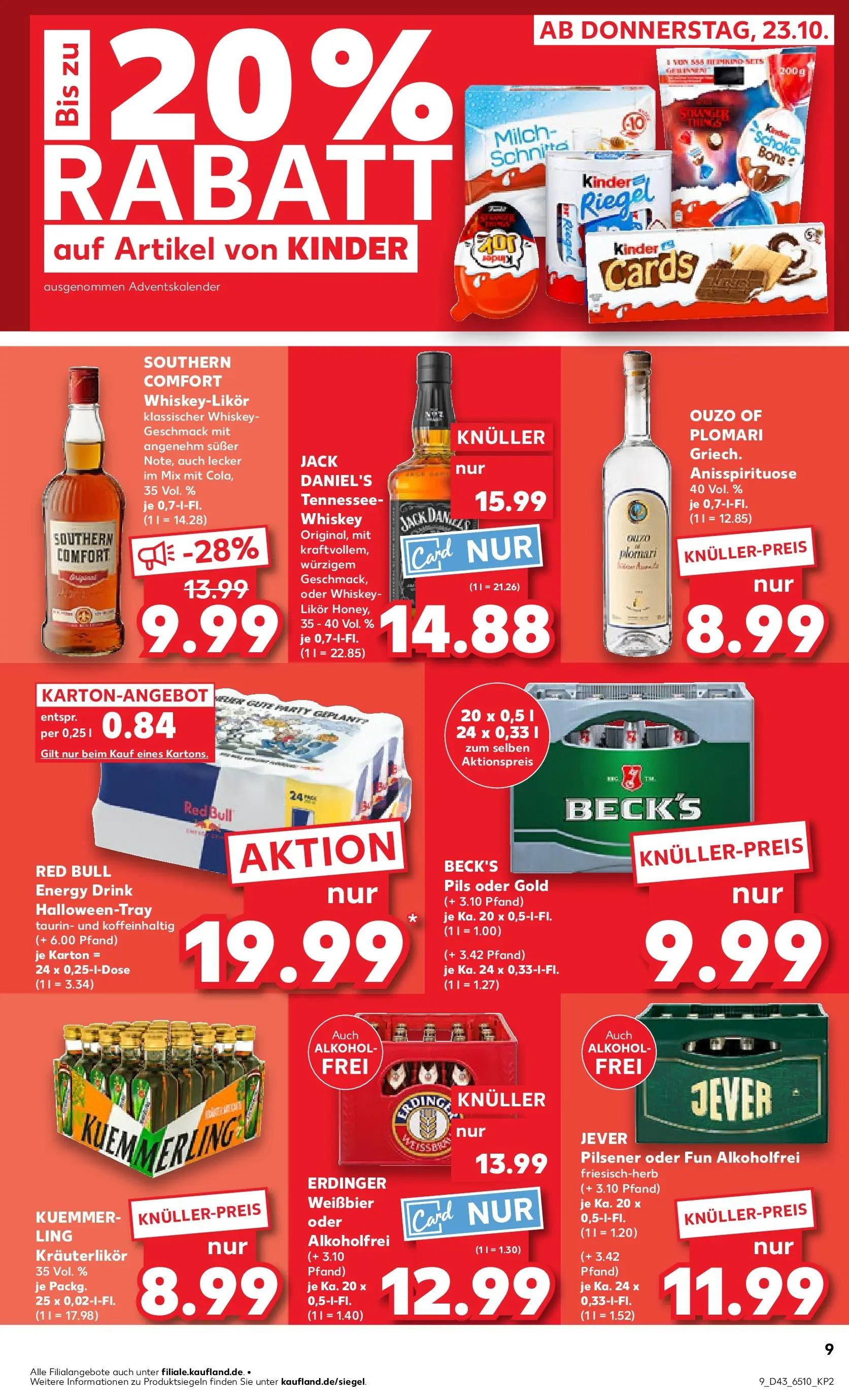 Prospekt Kaufland ab 22.10.2025 » Angebote Online zum Blättern | Seite: 9 | Produkte: Weißbier, Jack Daniel's, Kuemmerling, Jever