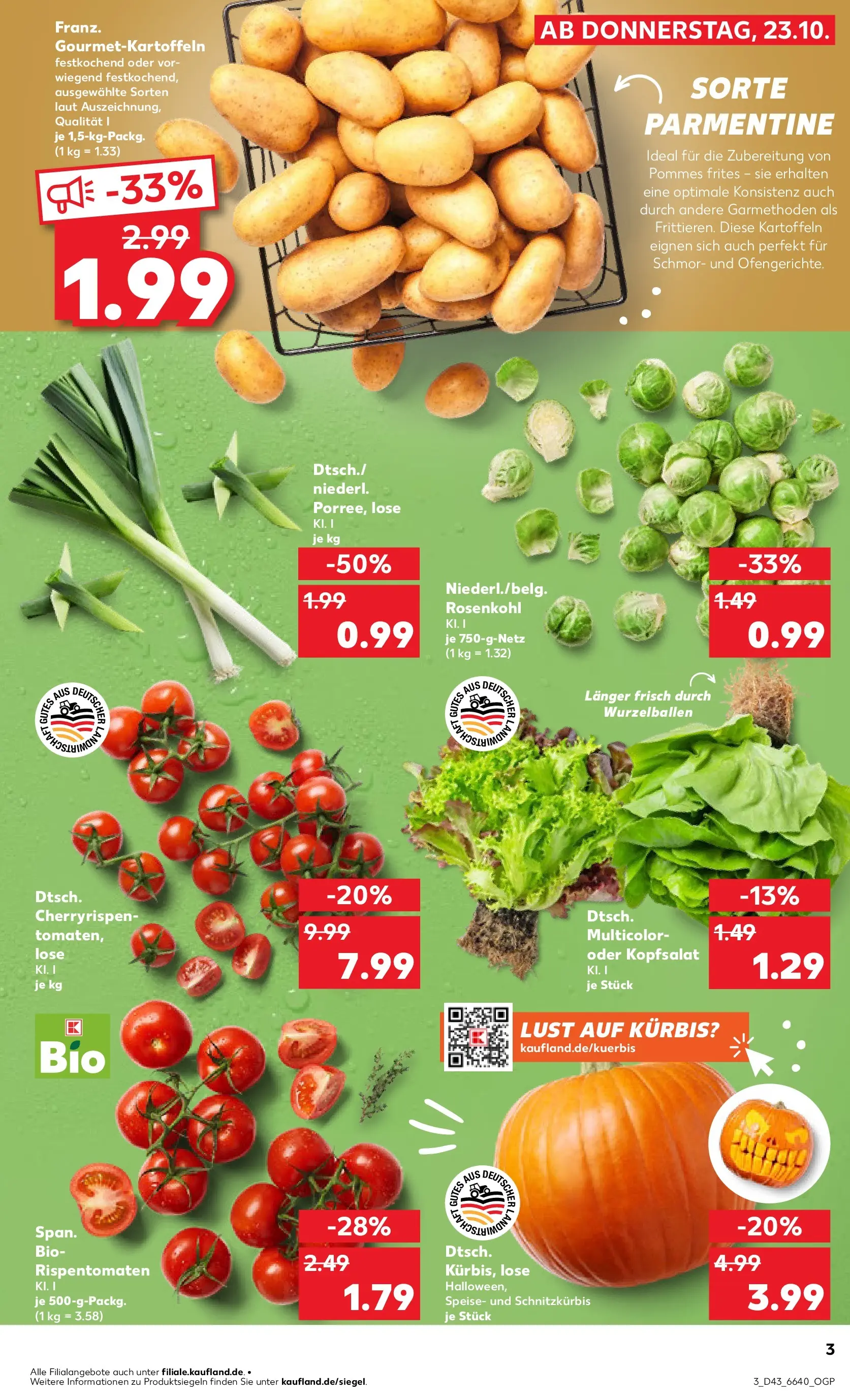 Prospekt Kaufland ab 22.10.2025 » Angebote Online zum Blättern | Seite: 3 | Produkte: Pommes, Pommes frites, Kartoffeln, Kürbis