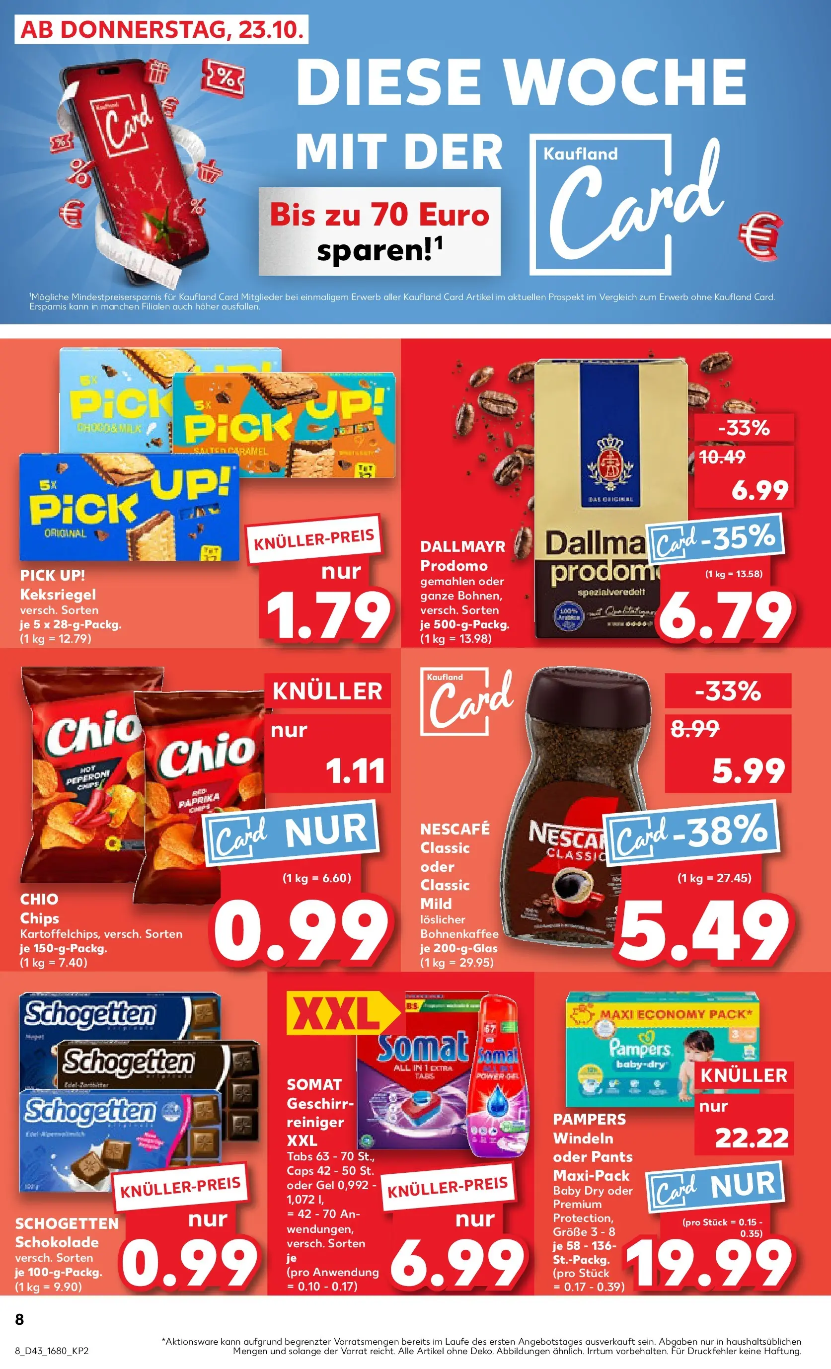 Prospekt Kaufland ab 22.10.2025 » Angebote Online zum Blättern | Seite: 8 | Produkte: Nescafe, Schokolade, Pampers, Paprika