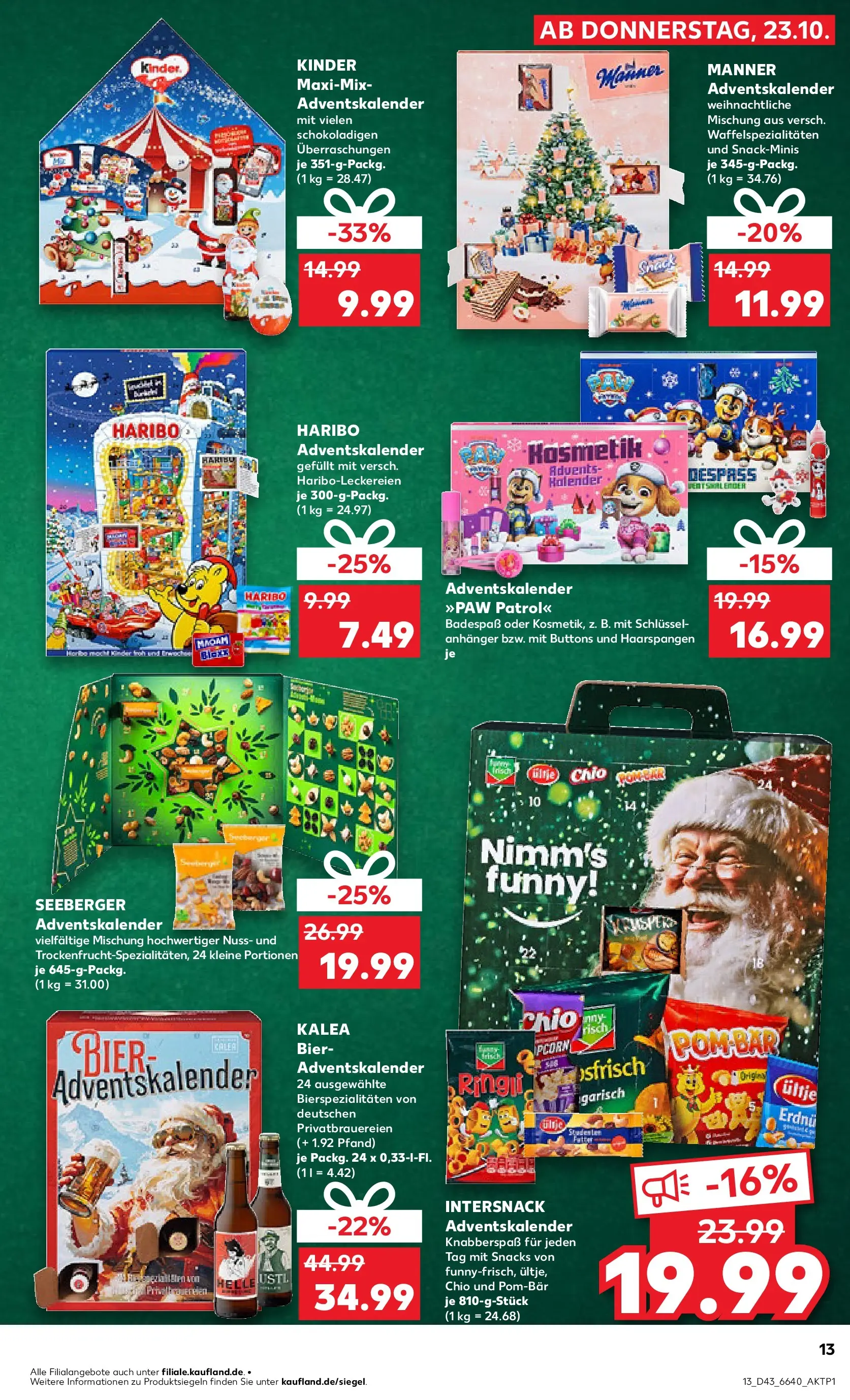 Prospekt Kaufland ab 22.10.2025 » Angebote Online zum Blättern | Seite: 13 | Produkte: Haribo, Bier, POM-BÄR