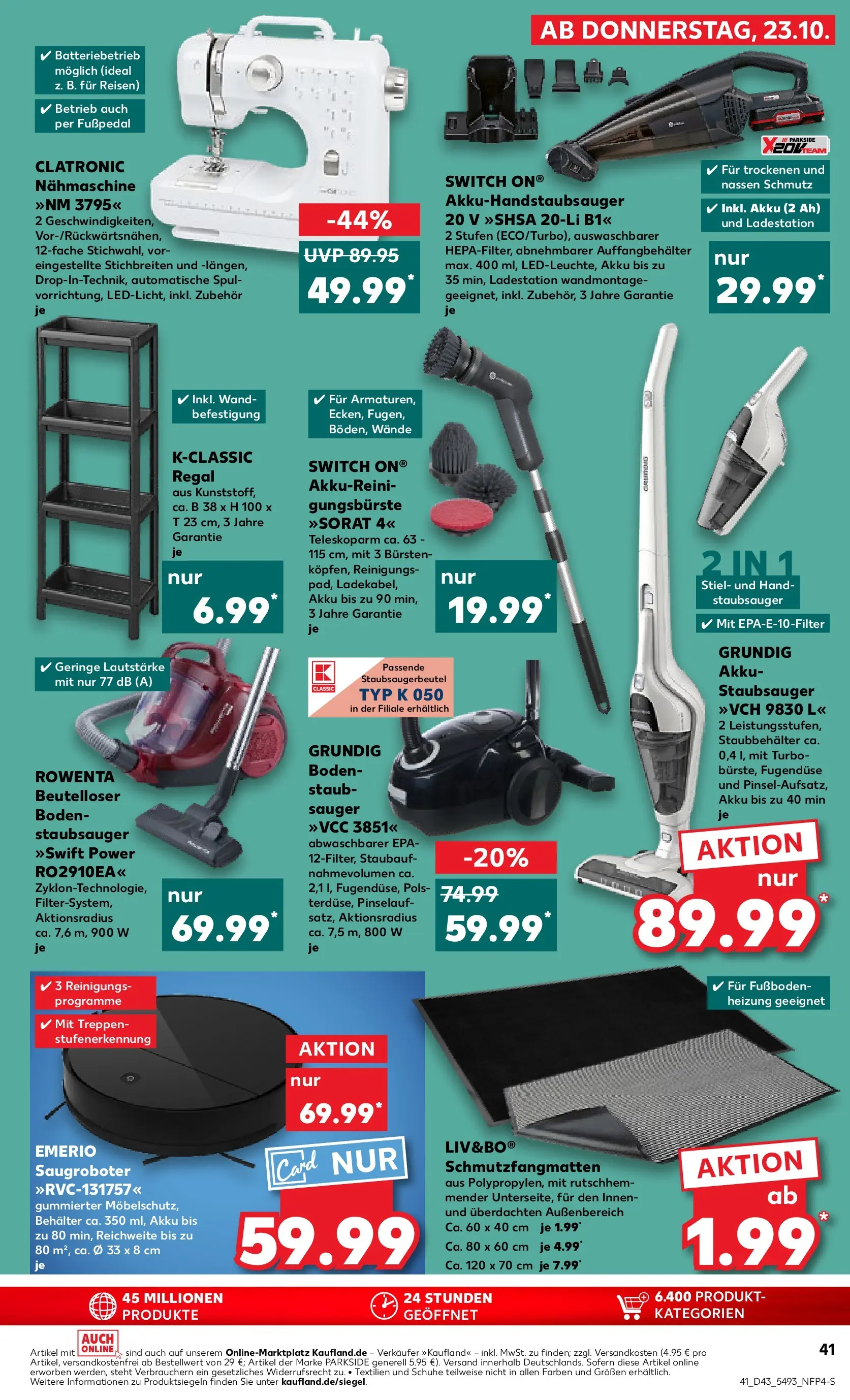 Prospekt Kaufland ab 22.10.2025 » Angebote Online zum Blättern | Seite: 41 | Produkte: Staubsauger, Nähmaschine, Regal