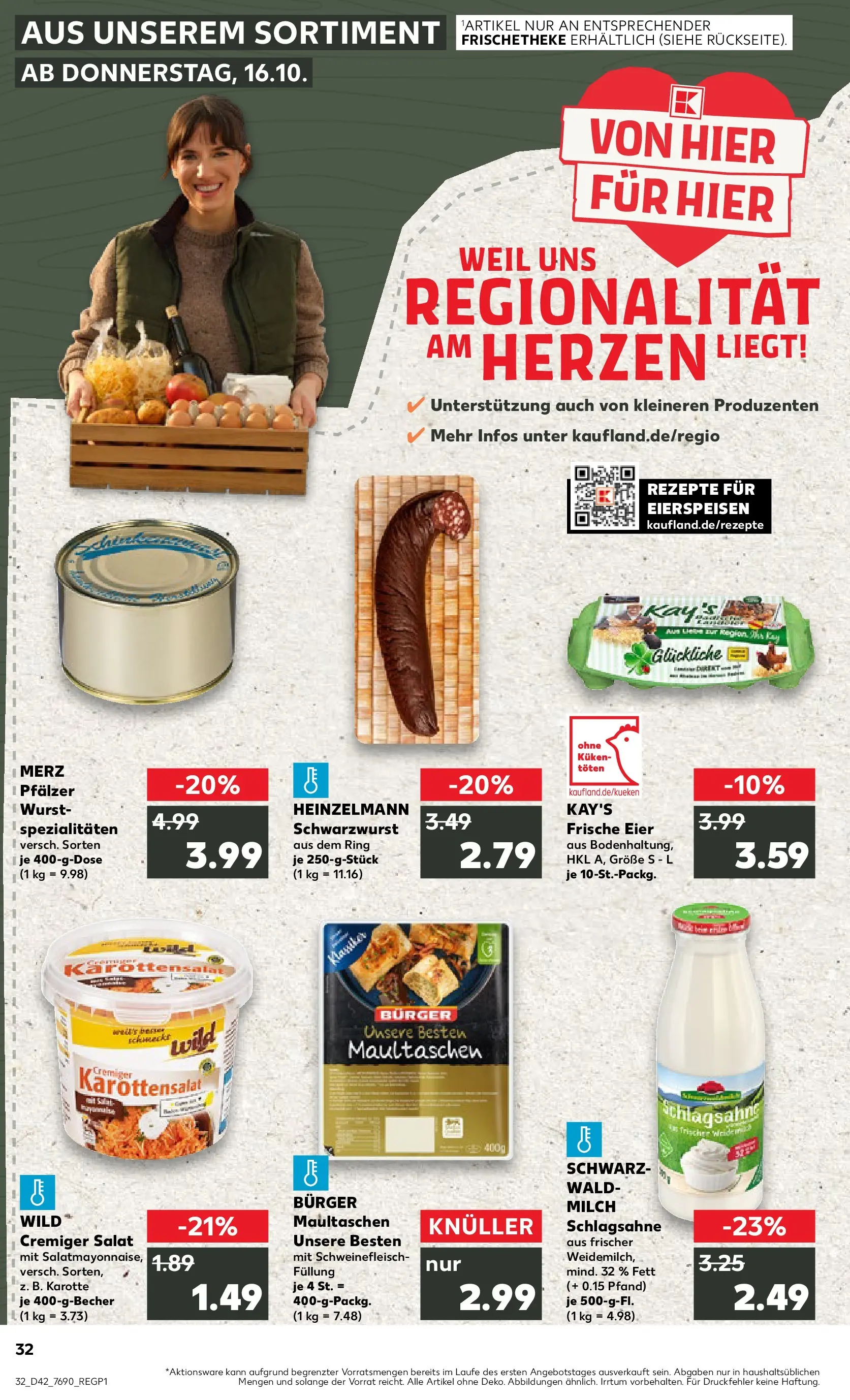 Prospekt Kaufland ab 19.10.2025 » Angebote und Werbung Online | Seite: 32 | Produkte: Schlagsahne, Milch, Pudding, Schweinefleisch Prospekt Kaufland ab 19.10.2025 » Angebote Online zum Blättern | Seite: 32 | Produkte: Schlagsahne, Milch, Pudding, Schweinefleisch