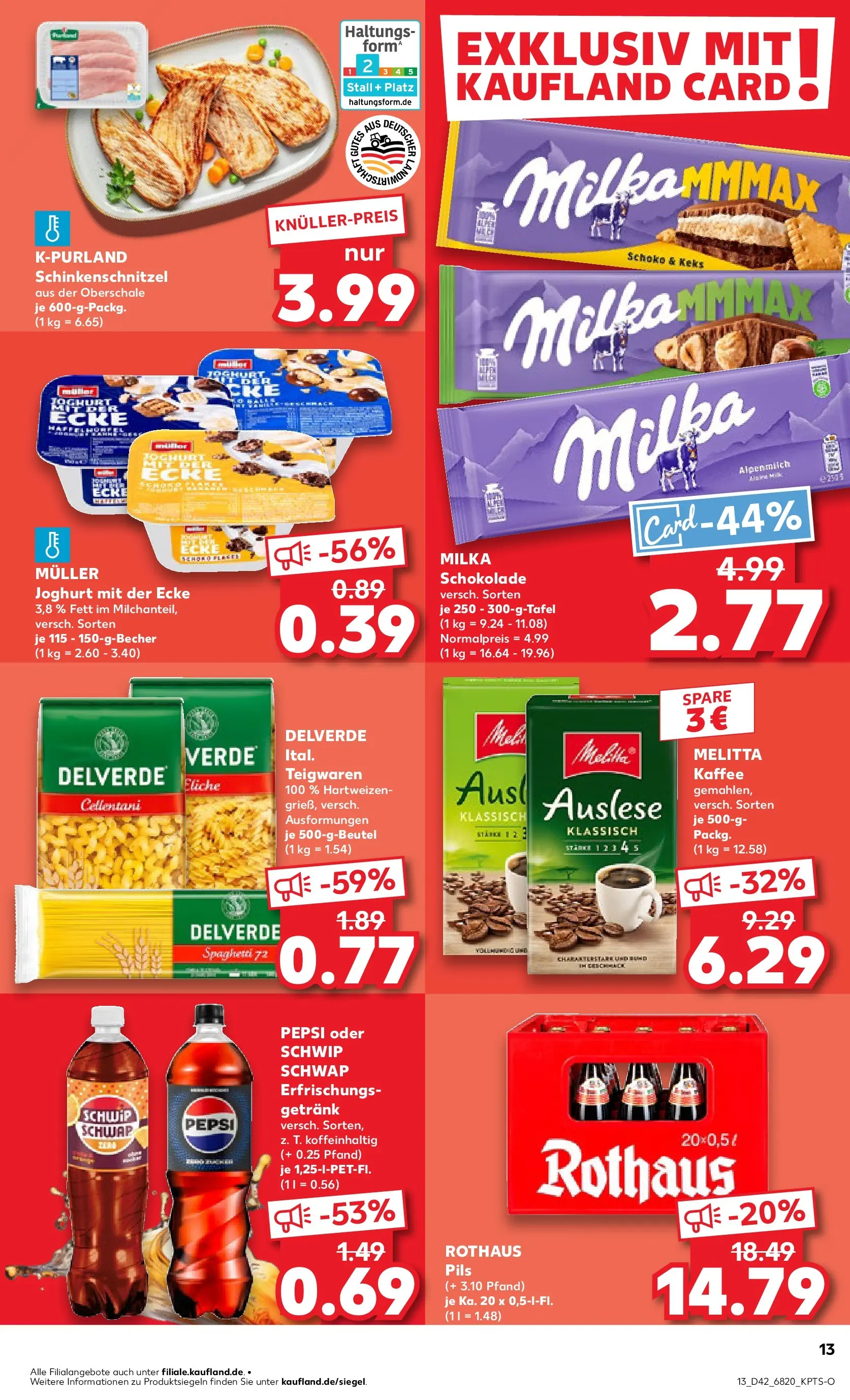 Prospekt Kaufland ab 19.10.2025 » Angebote und Werbung Online | Seite: 13 | Produkte: Melitta, Kaffee, Milka schokolade, Schwip schwap Prospekt Kaufland ab 19.10.2025 » Angebote Online zum Blättern | Seite: 13 | Produkte: Melitta, Kaffee, Milka schokolade, Schwip schwap