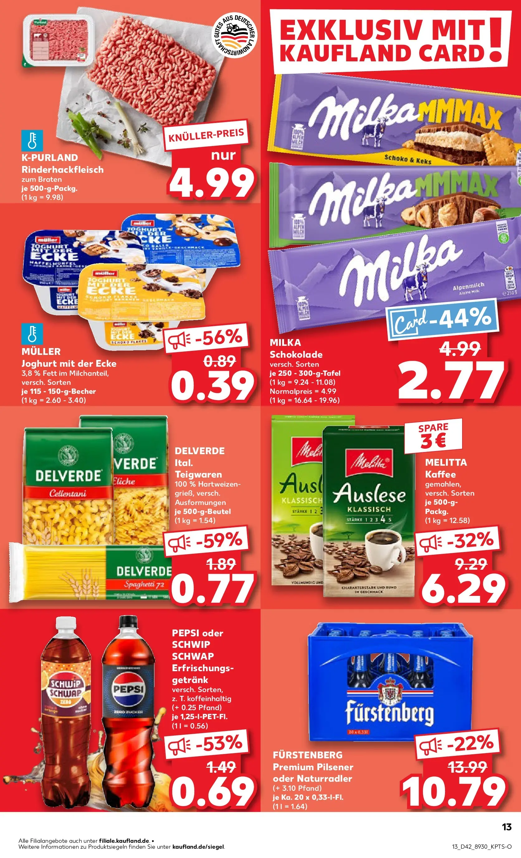 Prospekt Kaufland ab 19.10.2025 » Angebote und Werbung Online | Seite: 13 | Produkte: Melitta, Milka schokolade, Schwip schwap, Pasta Prospekt Kaufland ab 19.10.2025 » Angebote Online zum Blättern | Seite: 13 | Produkte: Melitta, Milka schokolade, Schwip schwap, Pasta