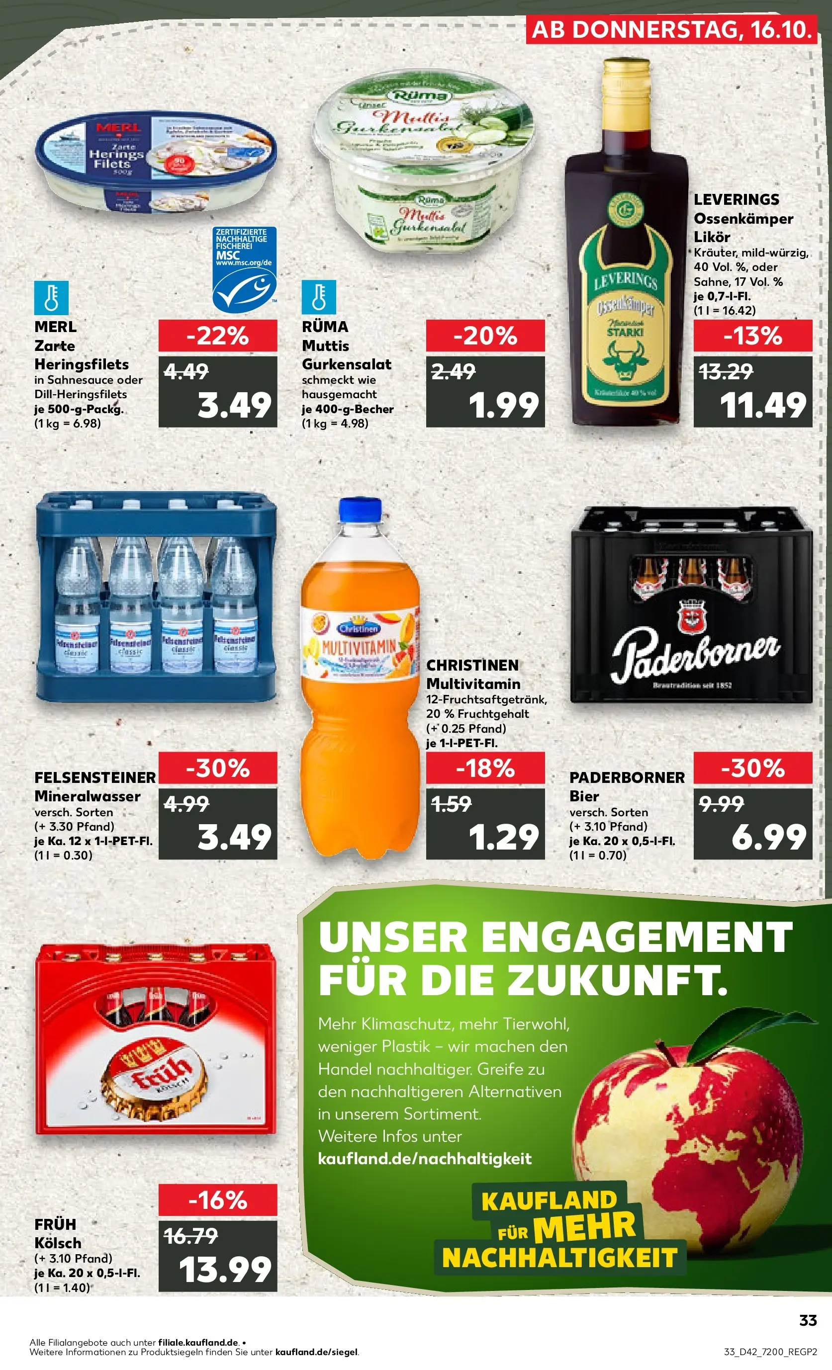 Prospekt Kaufland ab 19.10.2025 » Angebote und Werbung Online | Seite: 33 | Produkte: Bier, Likör, Mineralwasser Prospekt Kaufland ab 19.10.2025 » Angebote Online zum Blättern | Seite: 33 | Produkte: Bier, Likör, Mineralwasser