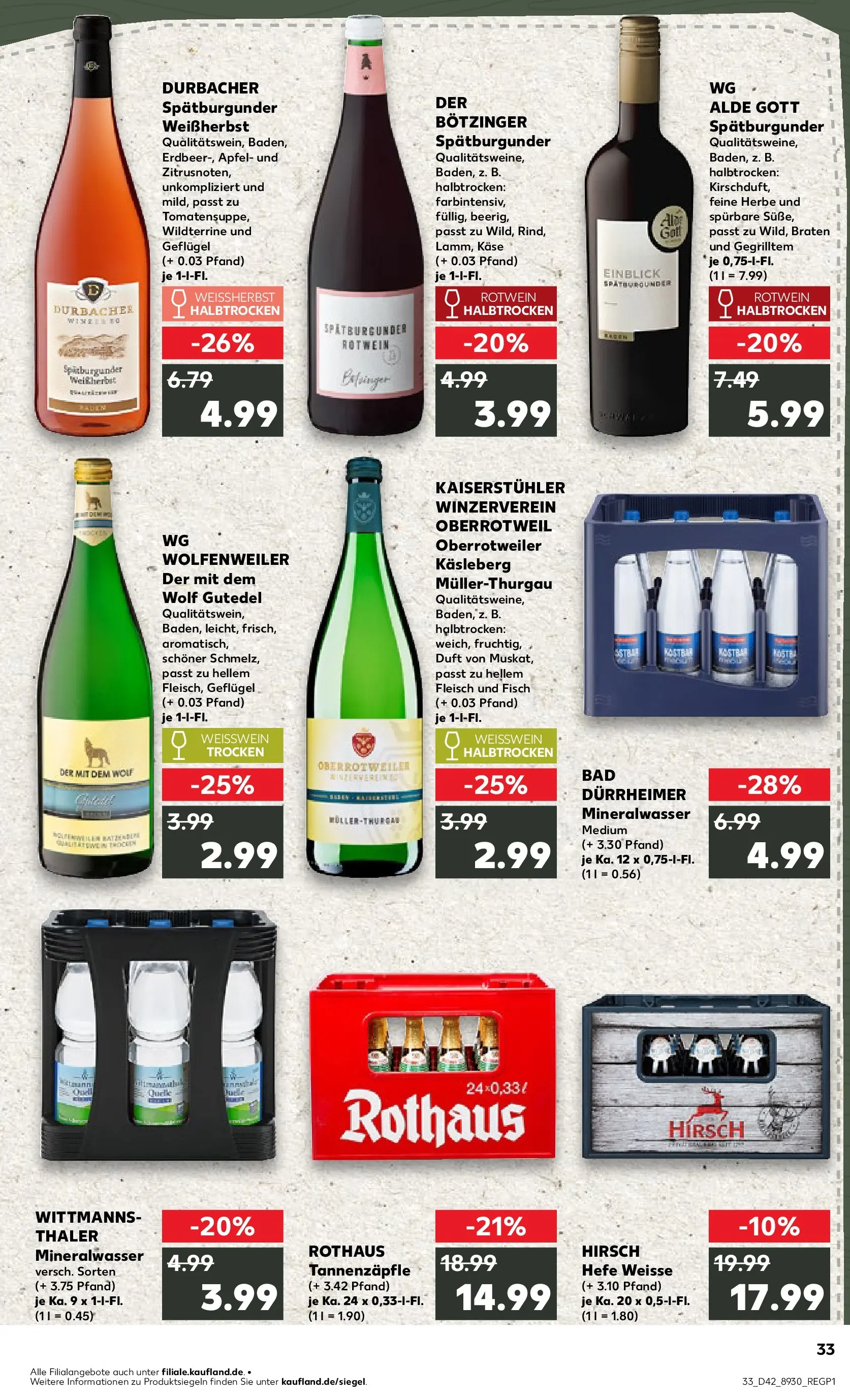 Prospekt Kaufland ab 19.10.2025 » Angebote und Werbung Online | Seite: 33 | Produkte: Rotwein halbtrocken, Weißwein trocken, Äpfel, Fleisch Prospekt Kaufland ab 19.10.2025 » Angebote Online zum Blättern | Seite: 33 | Produkte: Rotwein halbtrocken, Weißwein trocken, Äpfel, Fleisch