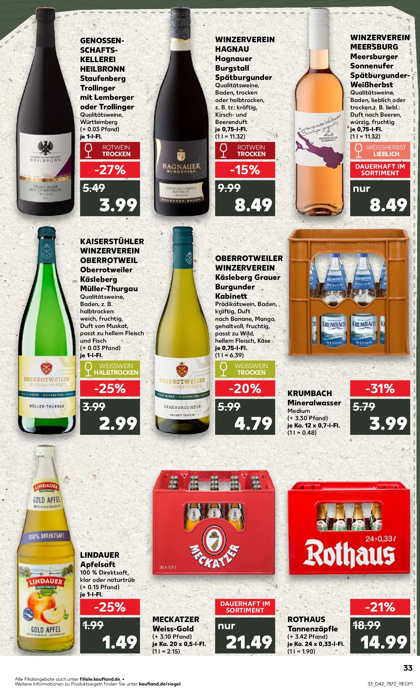 Prospekt Kaufland ab 19.10.2025 » Angebote Online zum Blättern | Seite: 33 | Produkte: Rotwein, Äpfel, Apfelsaft, Apple