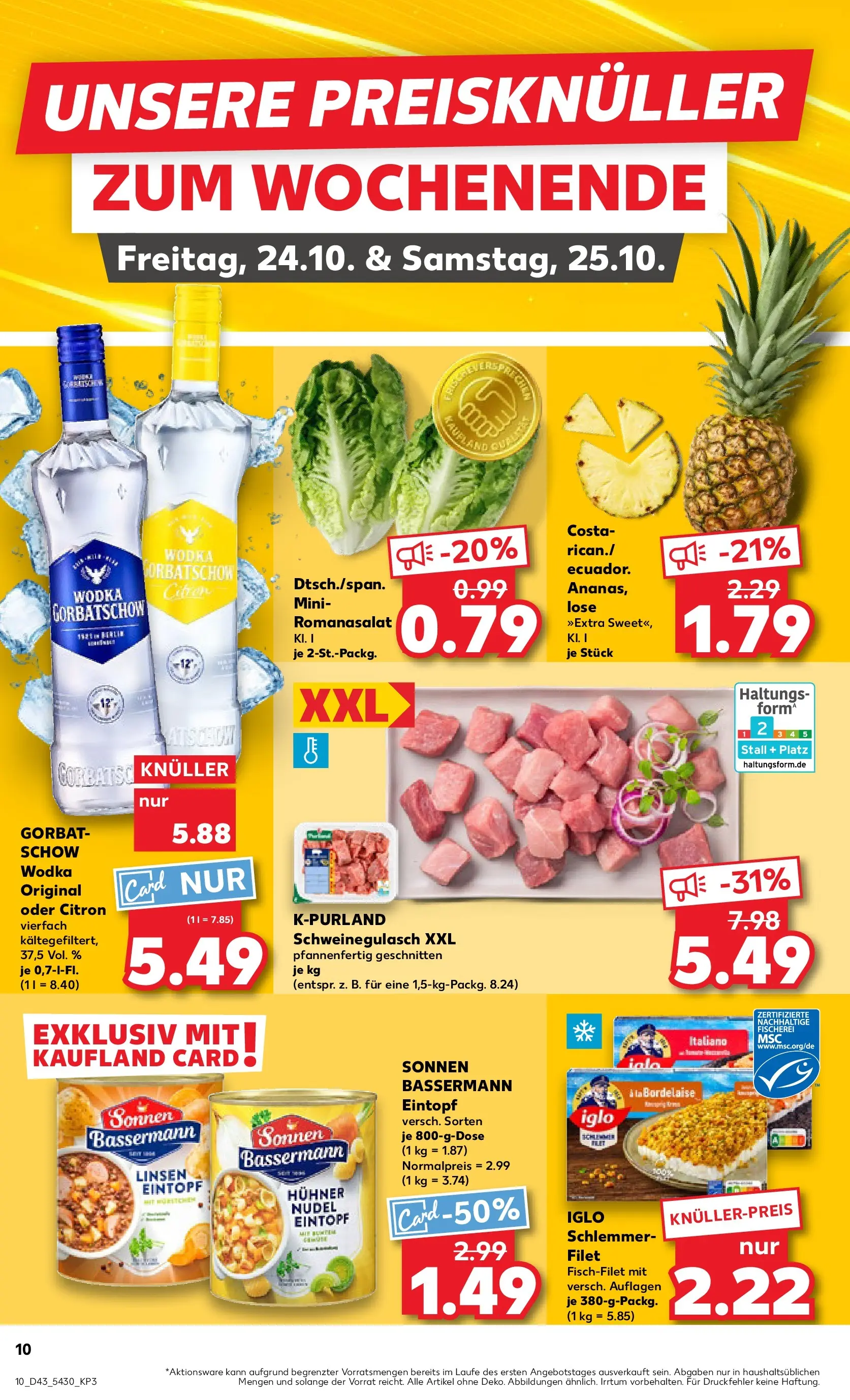 Prospekt Kaufland ab 22.10.2025 » Angebote Online zum Blättern | Seite: 10 | Produkte: Schweinegulasch, Wodka gorbatschow, Vodka, Wodka
