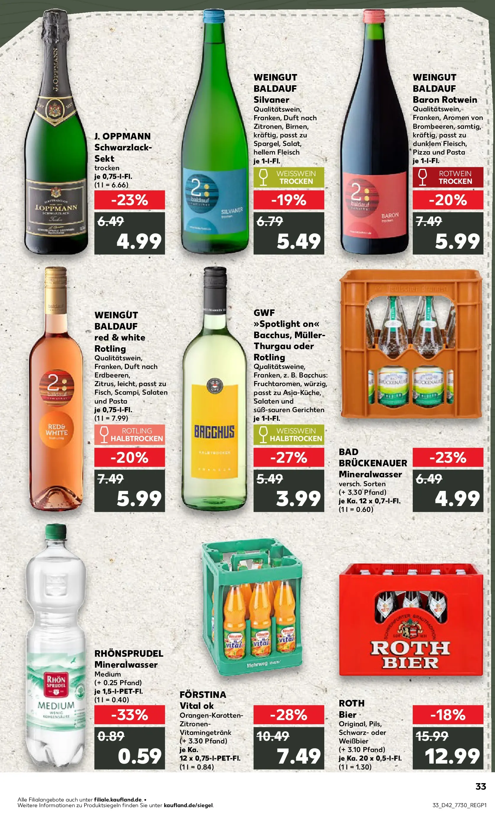 Prospekt Kaufland ab 19.10.2025 » Angebote und Werbung Online | Seite: 33 | Produkte: Bier, Rotwein, Weißwein halbtrocken, Pasta Prospekt Kaufland ab 19.10.2025 » Angebote Online zum Blättern | Seite: 33 | Produkte: Bier, Rotwein, Weißwein halbtrocken, Pasta