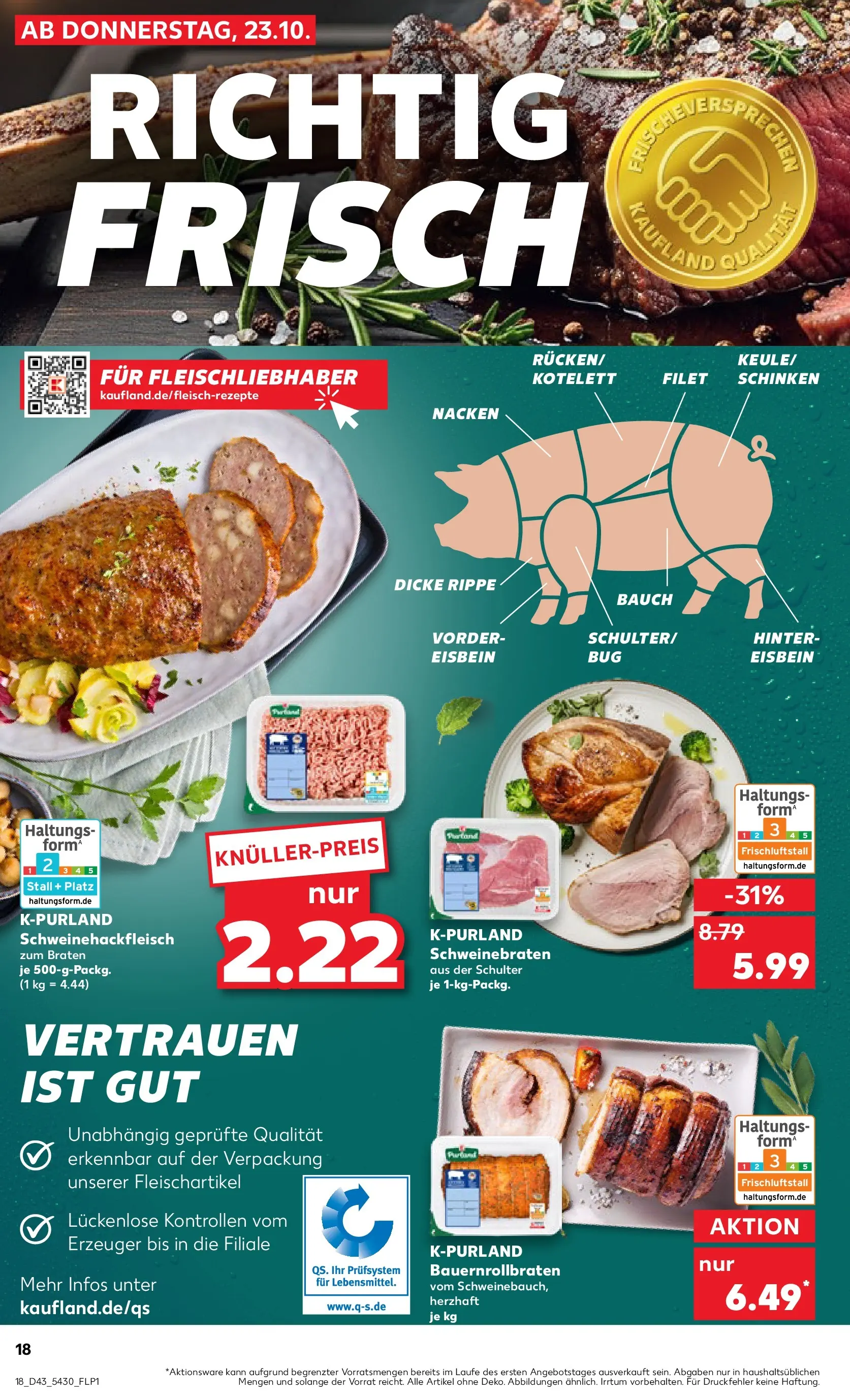 Prospekt Kaufland ab 22.10.2025 » Angebote Online zum Blättern | Seite: 18 | Produkte: Schinken